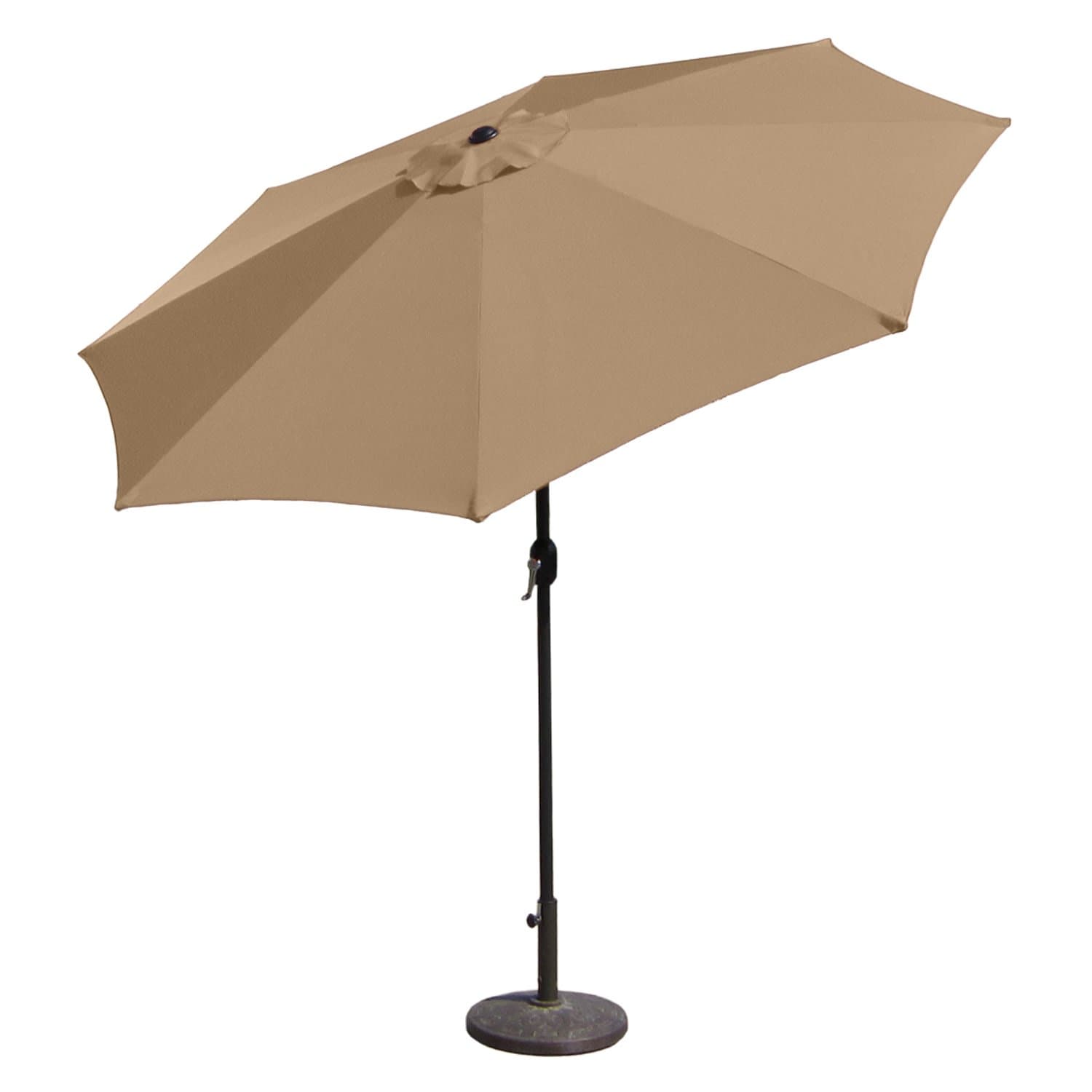 Budge Aluminum Patio Umbrella with Crank Lift and Tilt Function, 9 Ft, Tan