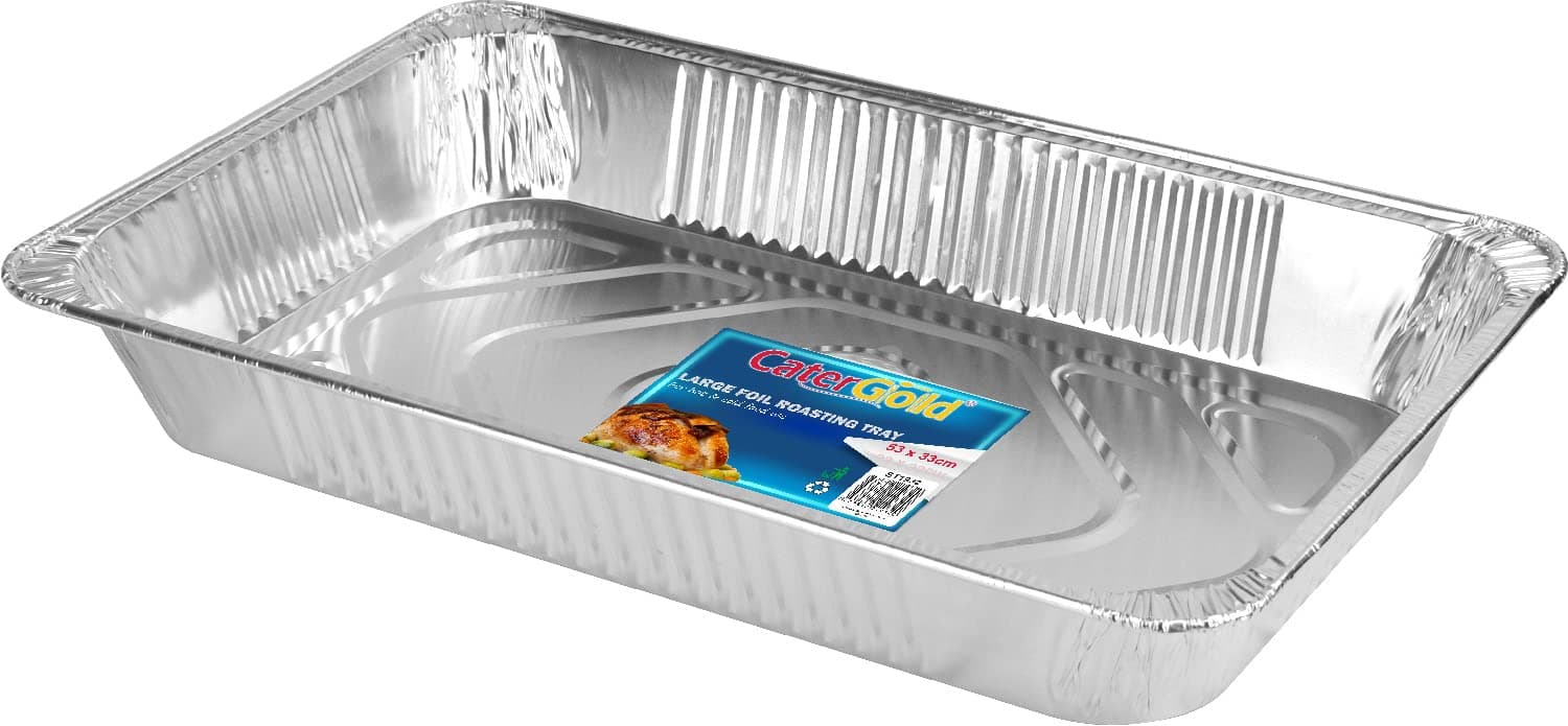 Catergold Large Rectangle Disposable Aluminium Foil Trays 52 x 33 x 8cm Approx (Single Tray)