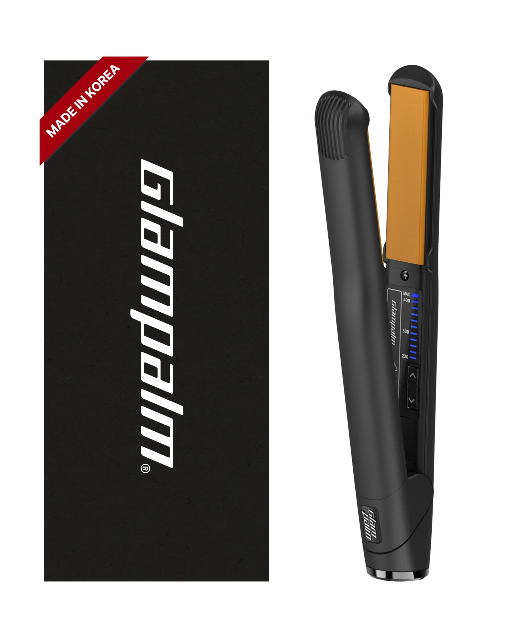 GLAMPALM Classic 1" | Ceramic Flat Iron Infused with Vita-C, Korean No.1 Hair straighteners for Women, Dual Voltage, Silk Press, Hair Styling Irons | GP201