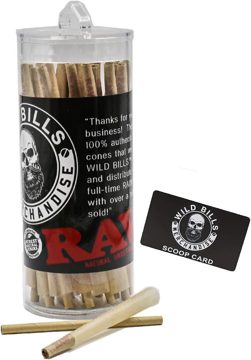 Bundle 2 Items Raw Classic King Size pre rolled cones Cones (50 Pack) with Free Scoop Card