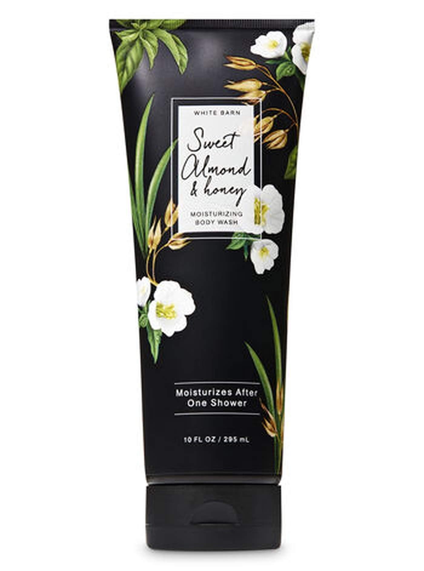 Bath and Body Works White Barn Sweet Almond Honey Moisturizing Body Wash with Shea Butter and Cocoa Butter 10 Ounce Black Label
