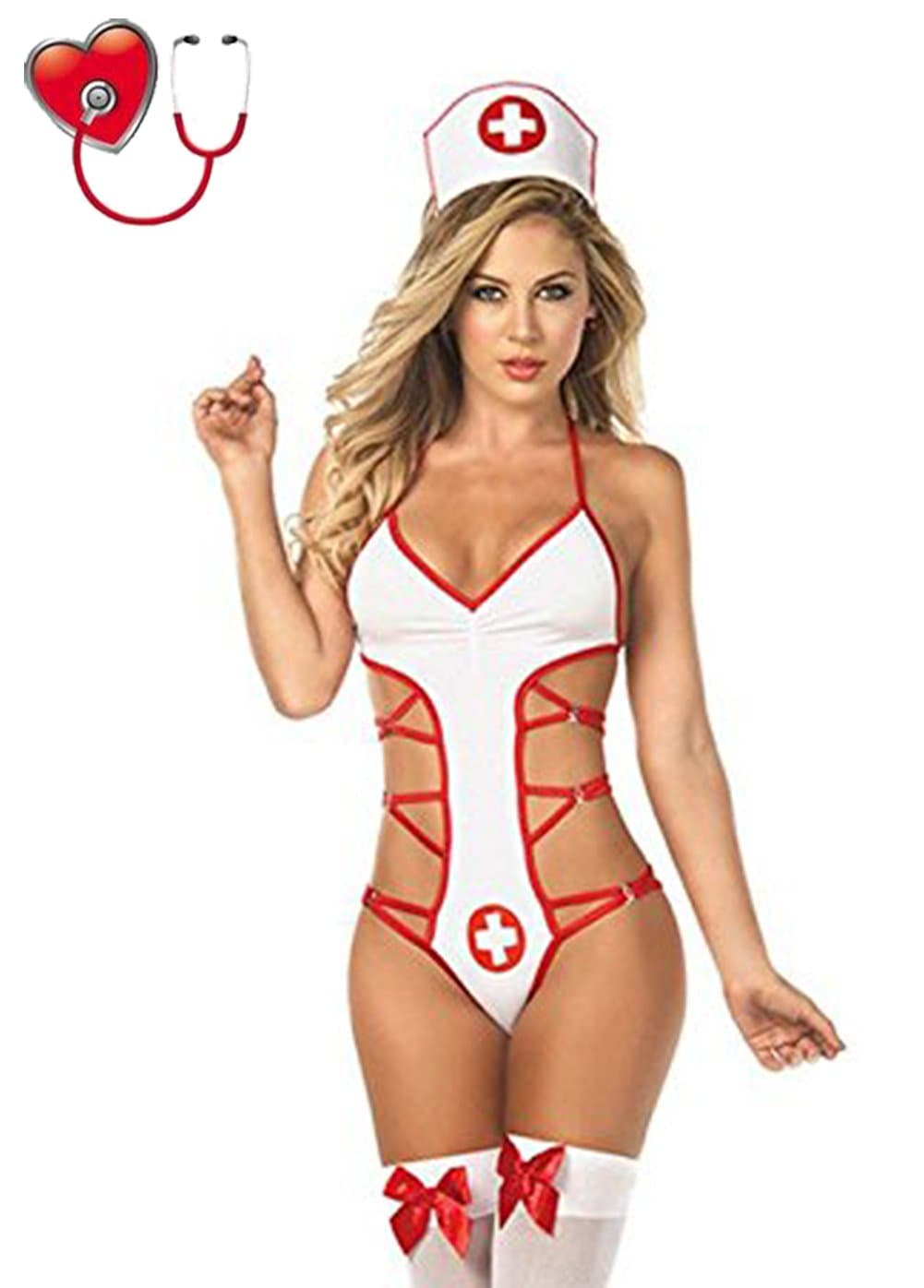 Sexy Nurse Cosplay Costume For Women, Nurse Lingerie Uniform Temptation Sexy Lingerie Suit Role-Playing Game Gift Nipples Stick