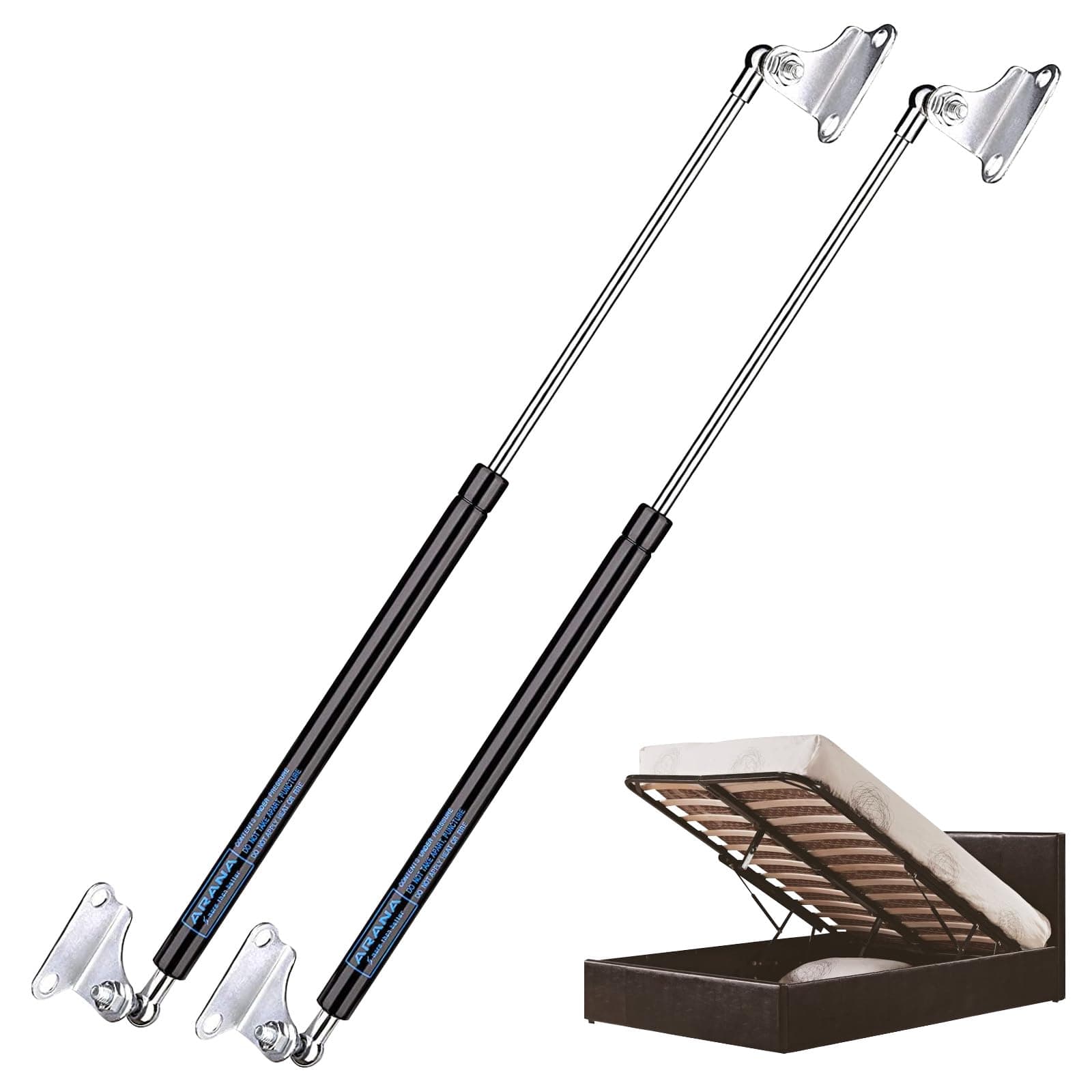 23 inch 100 lb Gas Prop Strut Shock 23" 445N/100LB Gas Spring Struts, 2Pcs Set with L-Type Mounting Brackets for Heavy Duty RV Bed Murphy Bed Large Garbage Box Floor Hatch Custom Window ARANA