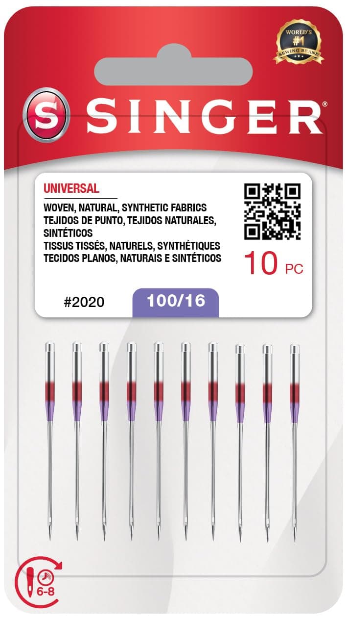 10-Pack Universal 2020 Sewing Machine Needles, Size 100/16
