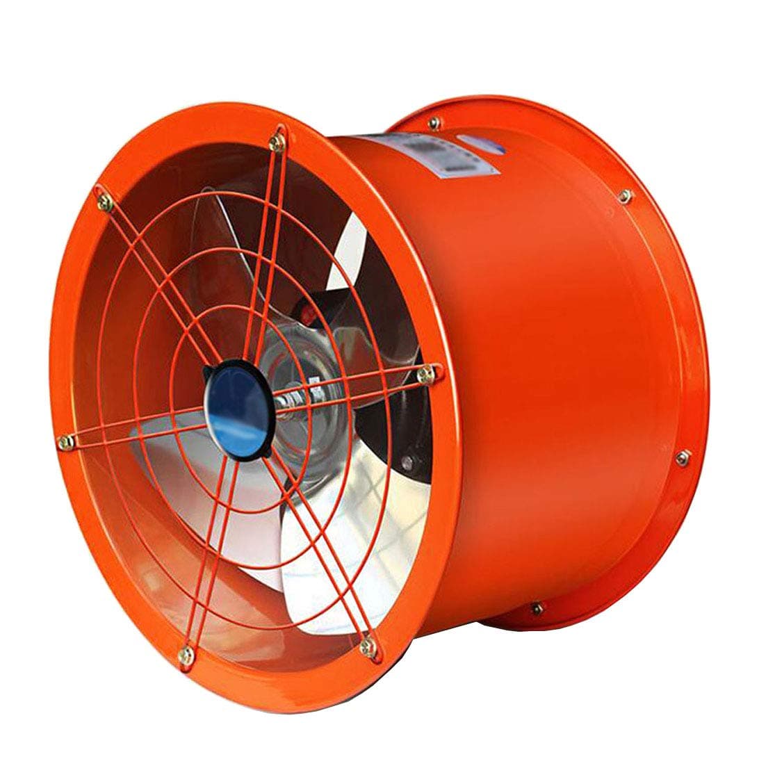 INTSUPERMAI12 Inch Orange Industrial Exhaust Fan, 70W, 5 Blades, Cylinder Pipe Fan for Kitchen, Warehouse, Explosion-Proof, Lightweight