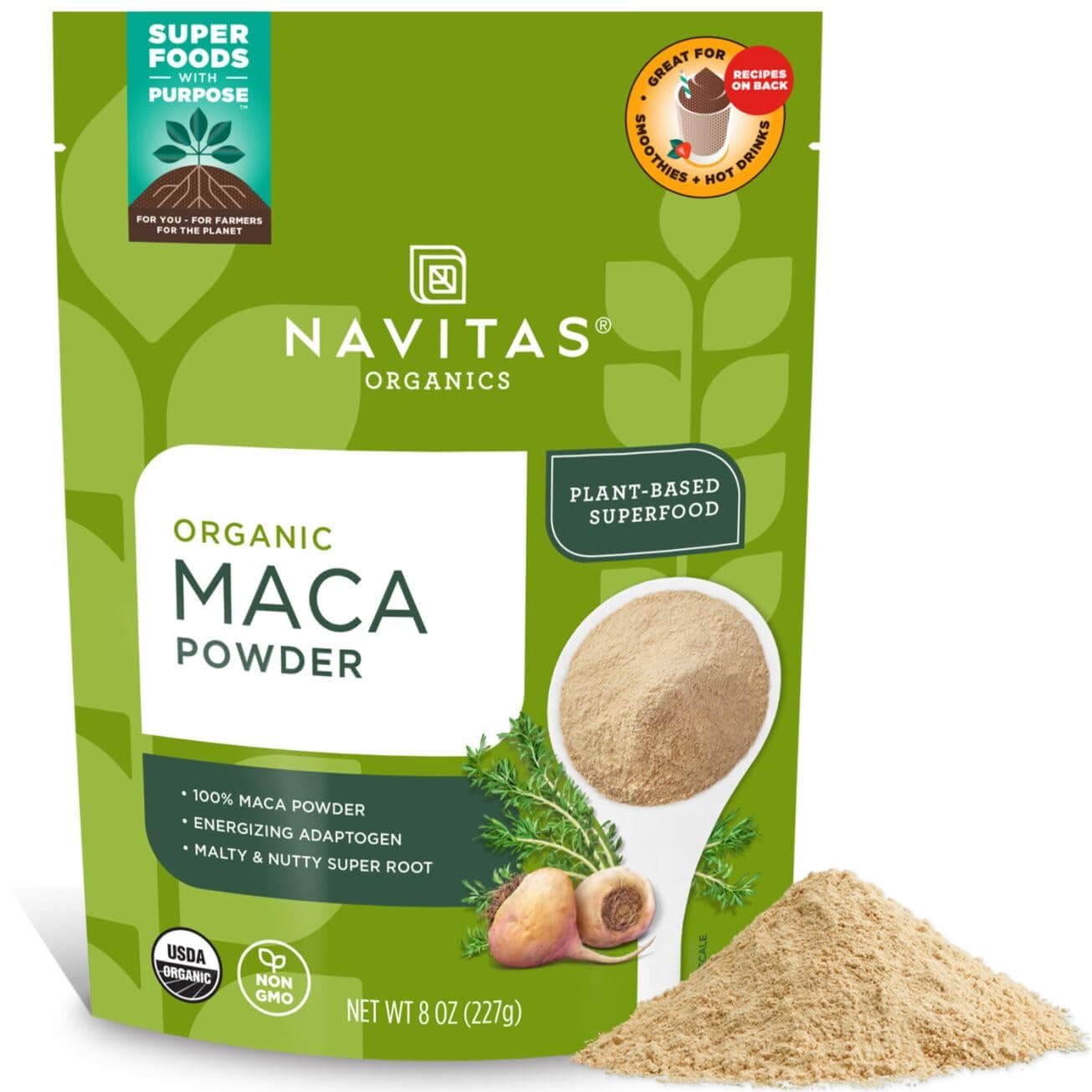 Navitas Organics Maca Powder, 8 oz. Bag — Organic, Non-GMO, Low Temp-DriedGluten-Free