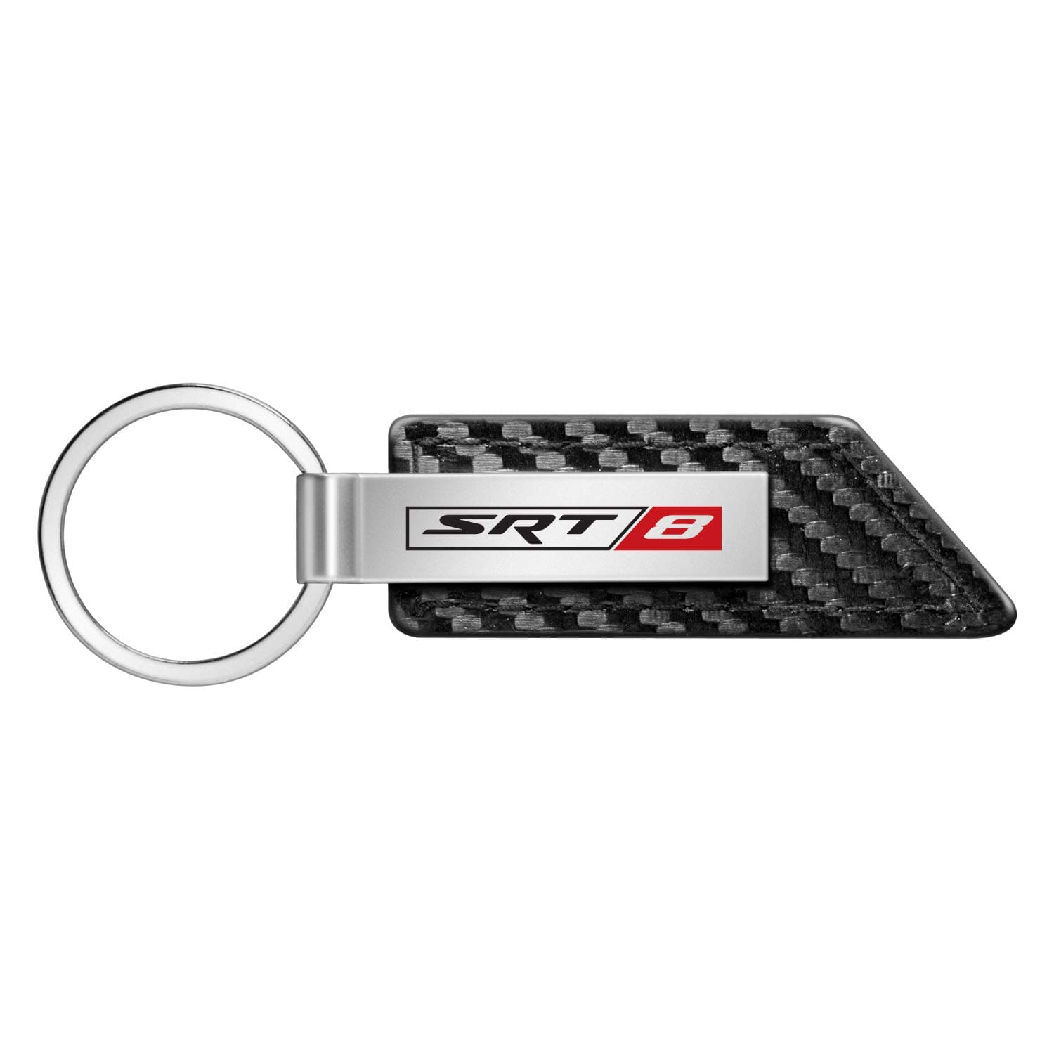 Compatible with SRT-8 Logo Carbon Fiber Texture Black PU Leather Strap Key Chain for Dodge Jeep RAM