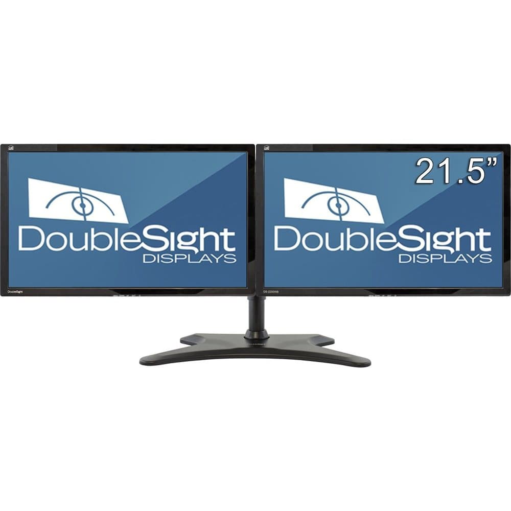DS-2200WB 21.5" Bundle 2 Monitors Dual Monitor Stand DVI VGA Cables All in One Box Black