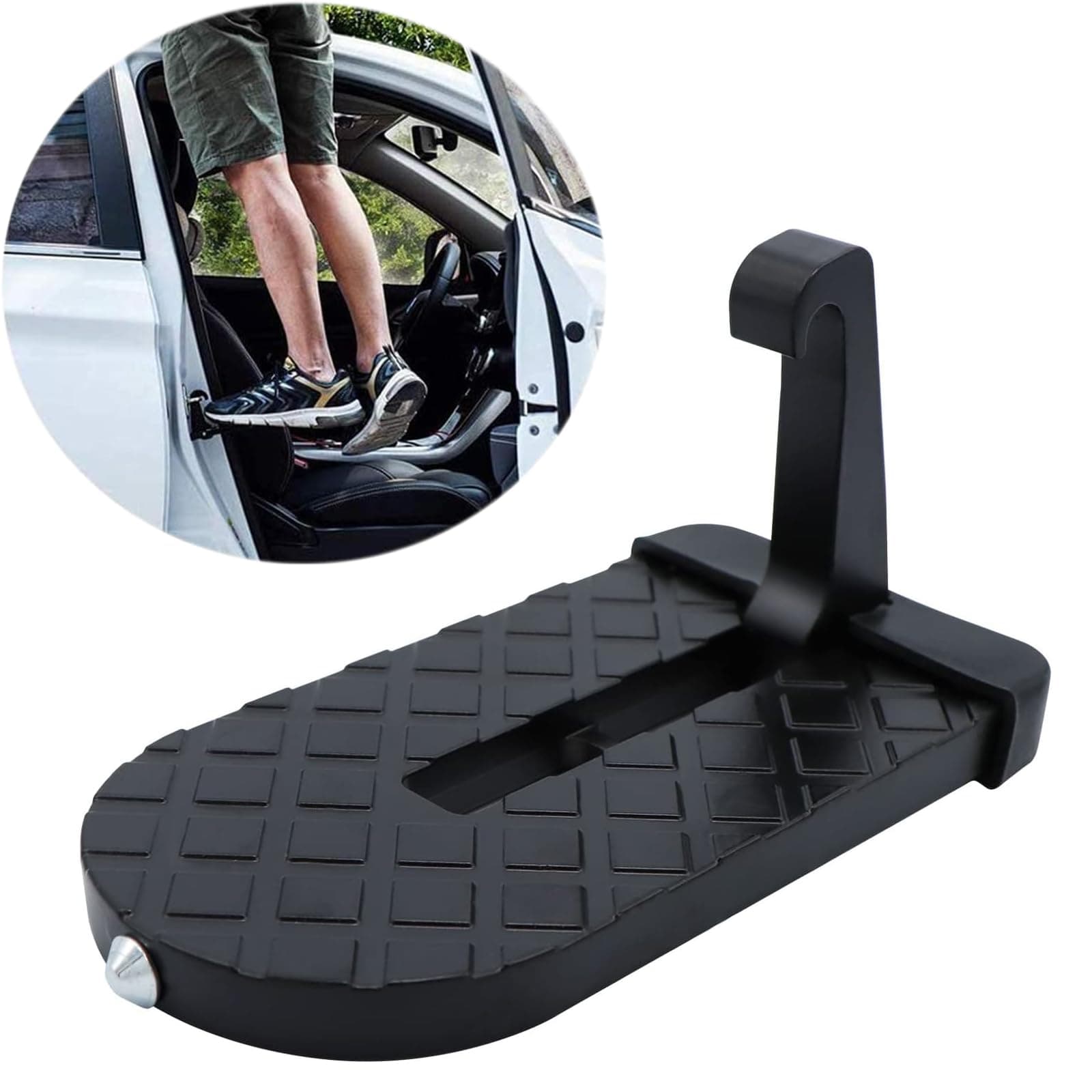 Car Doorstep,Vehicle Rooftop Doorstep Folding Ladder with Saftey Emergency Hammer,Access to Roof-Rack for Truck Car SUV Jeep(Up to 550LBS)