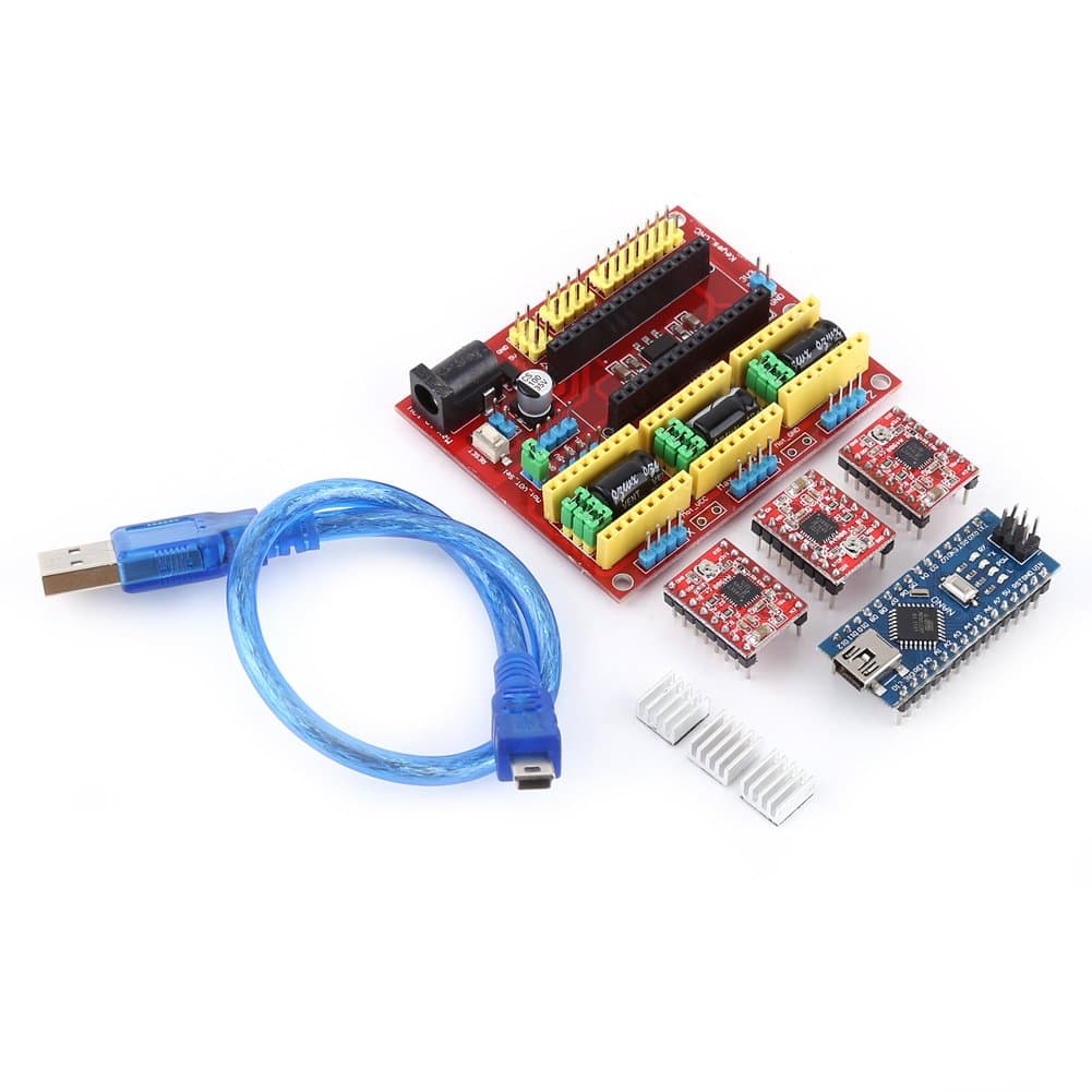 Walfront CNC Engraving Controller Board Kit with Nano 3.0 and A4988 Driver for 3D Printer Engraving Expansion V4 Board
