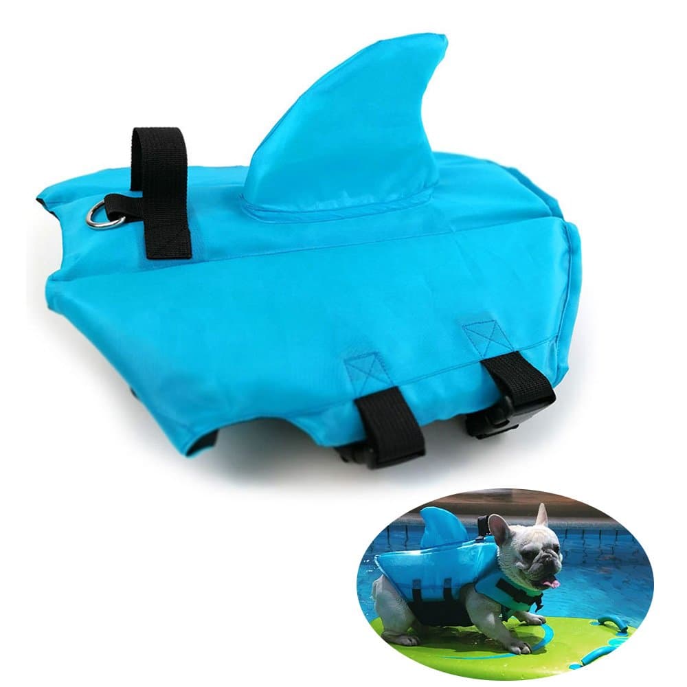 Tie langxian Pet Life Jacket, Life Jackets for Dogs,Small Dogs Shark Pattern Dog Life Jacket Pet Float Coat Dog Lifesaver Dog Life Vest (M, Blue)