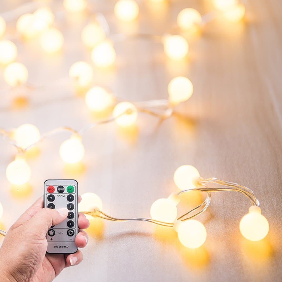 2 Sets of Fairy Lights, Remote 8 Modes 4M 30 LED Globes String Lights Battery Operated Warm White Bulbs Waterproof for Indoor Outdoor Bedroom Garden Tree Party Decoration by Décor Nova