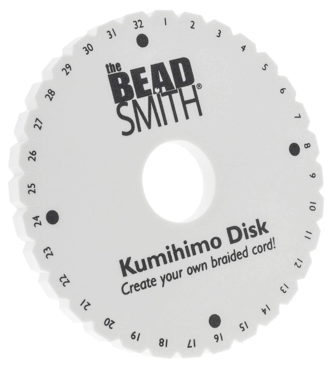 Kumihimo - Beadsmith 6" Round Braiding Disc - Plus Instructions, White,KD604
