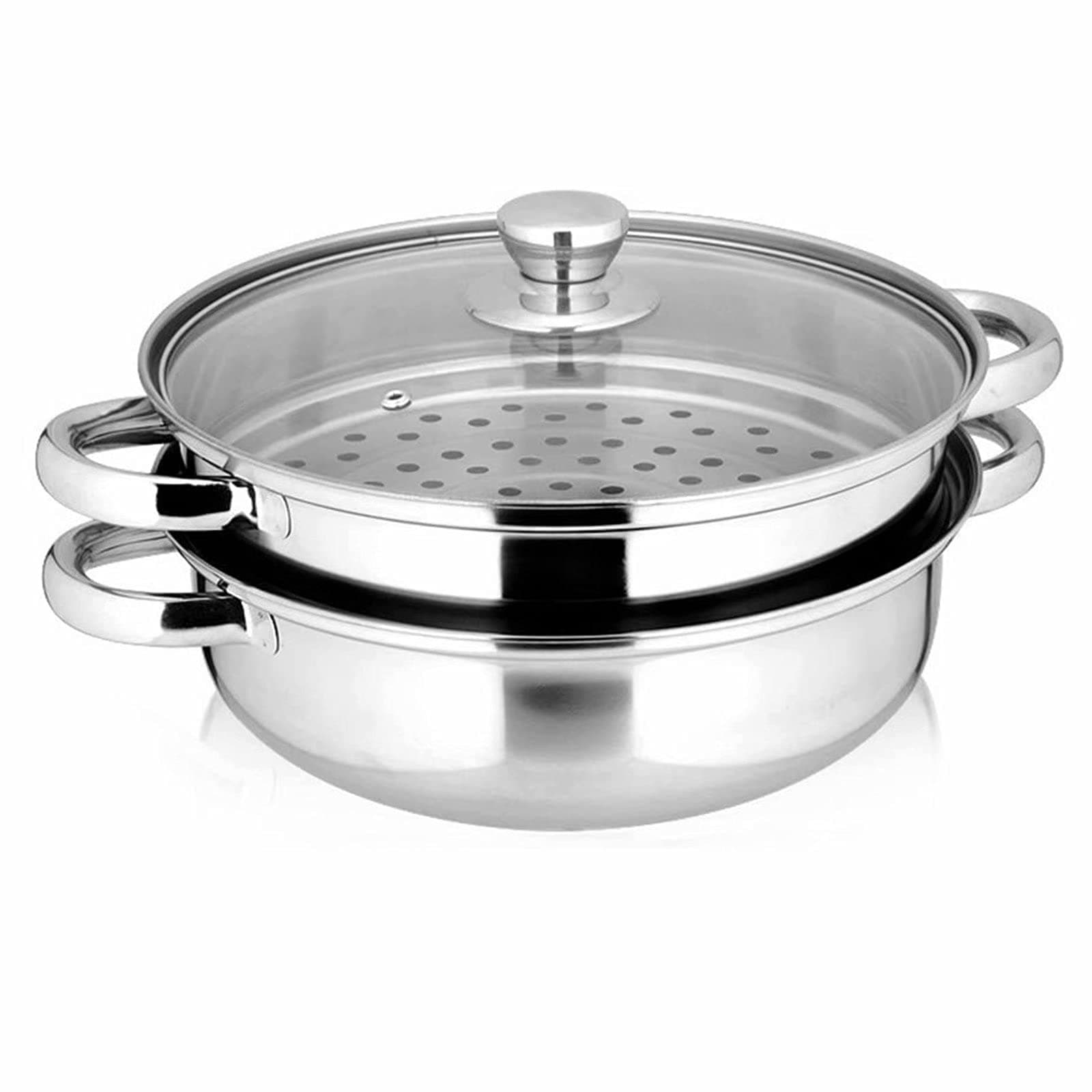 2 Piece Stainless Steel Stack and Steam Pot Set - and Lid,Steamer Saucepot double boiler…