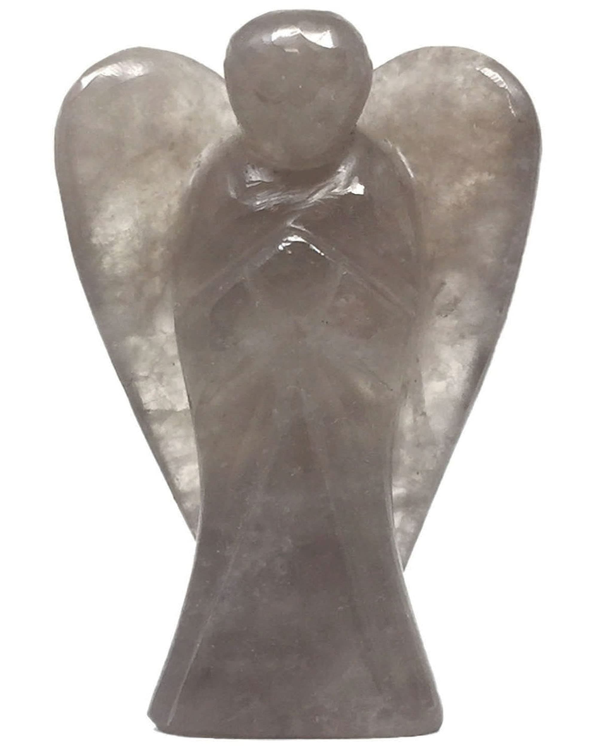 Smoky Quartz 2 Inch Hand-Carved Guardian Angel Natural Gemstone Healing Figurine