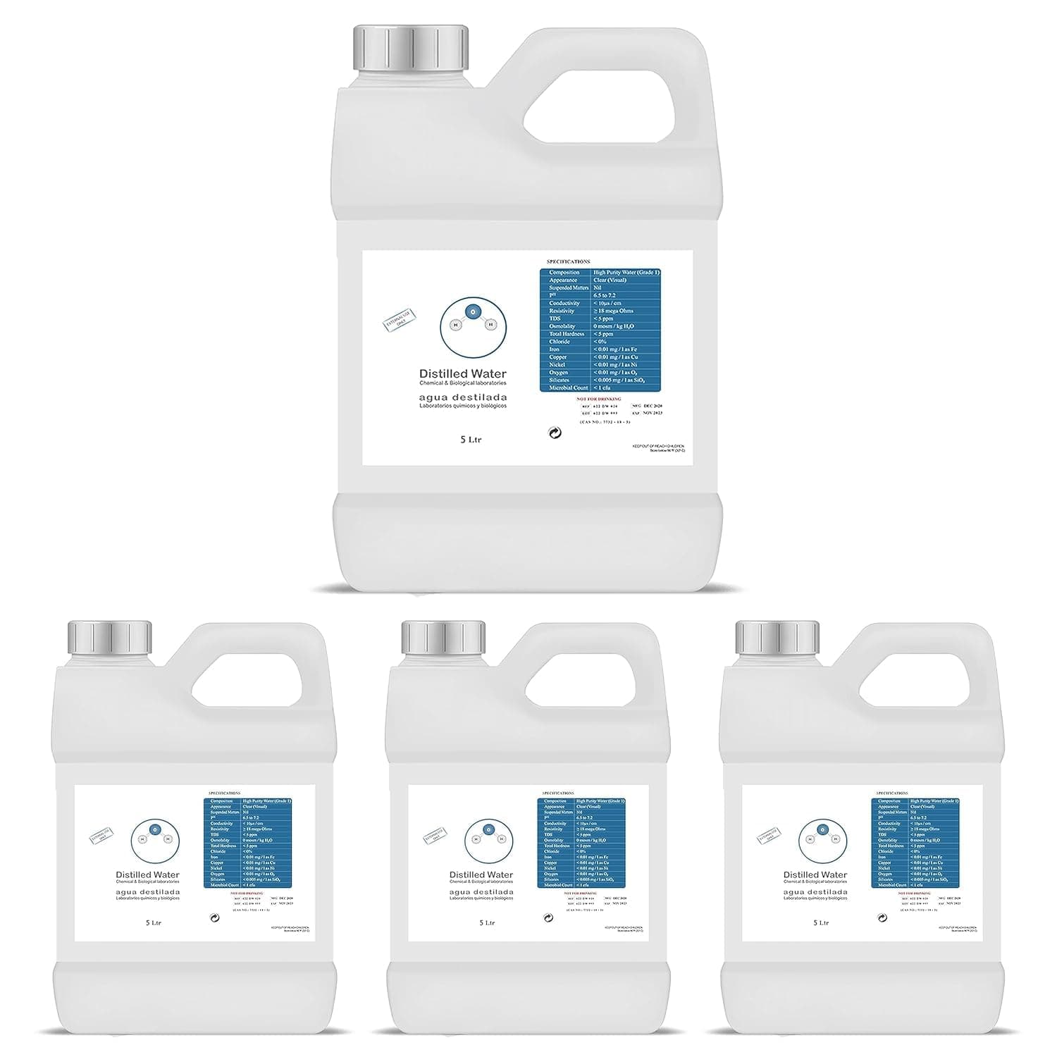 Distilled Water Pack of 4 x 5 Liter