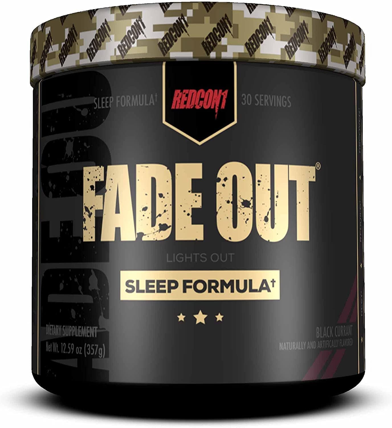 REDCON1 Fade Out Sleep Formula, Black Currant - Vegan, Sugar Free + Keto Friendly Night Time Sleep Aid - Vitamin C & Magnesium - Melatonin & GABA to Promote Rest (30 Servings)