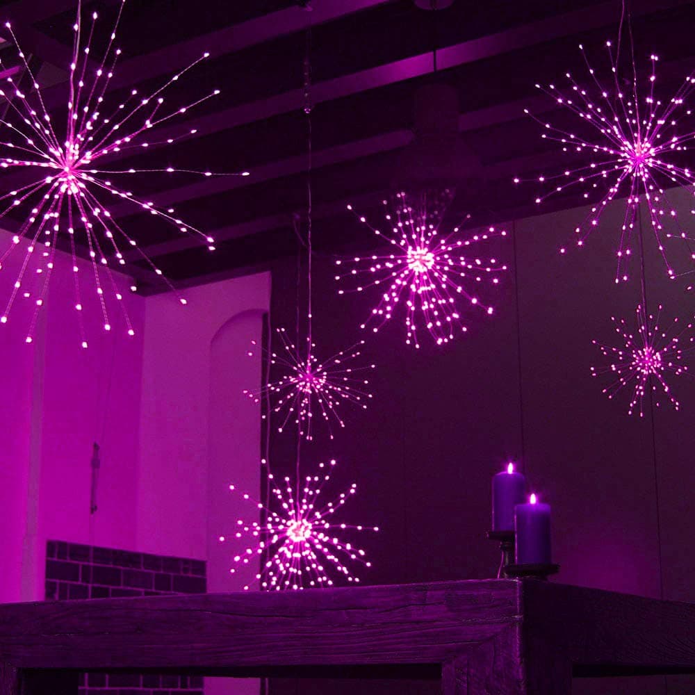 Starburst String Lights, LED Fireworks Copper String Lights Bouquet Shape 150 LED Micro Lights for DIY Wedding Centerpiece Decoration, Party (150 LEDs (Pink))
