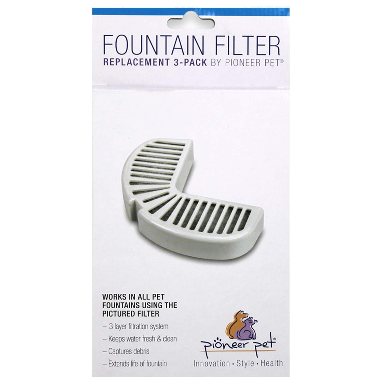 Pioneer Pet Replacement Filters for Ceramic & Stainless Steel Fountains, Raindrop Filters (3 Filters),White