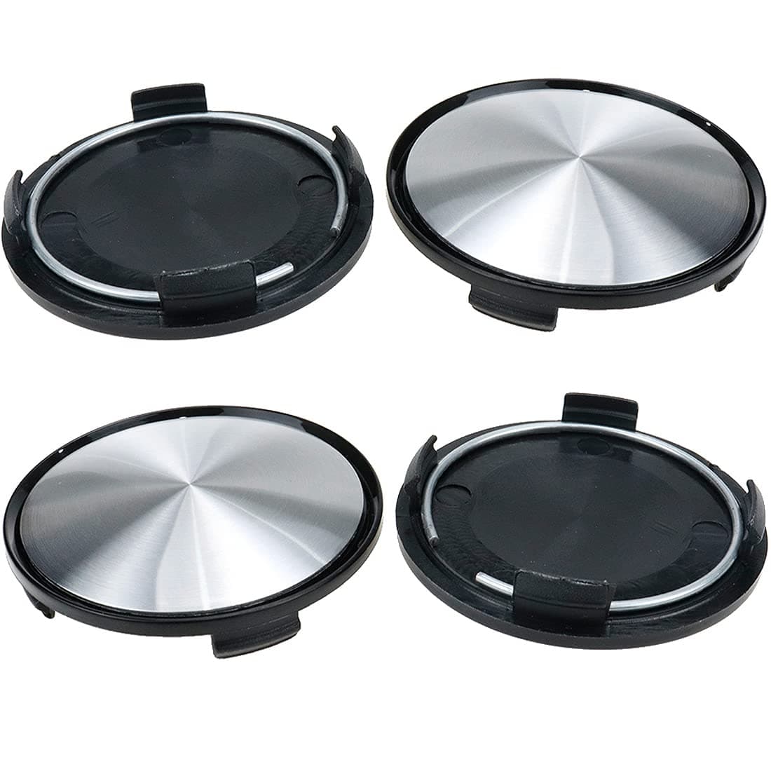 63mm Silver Wheel Rim Hub Center Covers Center Caps Replacement 60mm Lug to Lug (Black & Silver) - 4Pcs