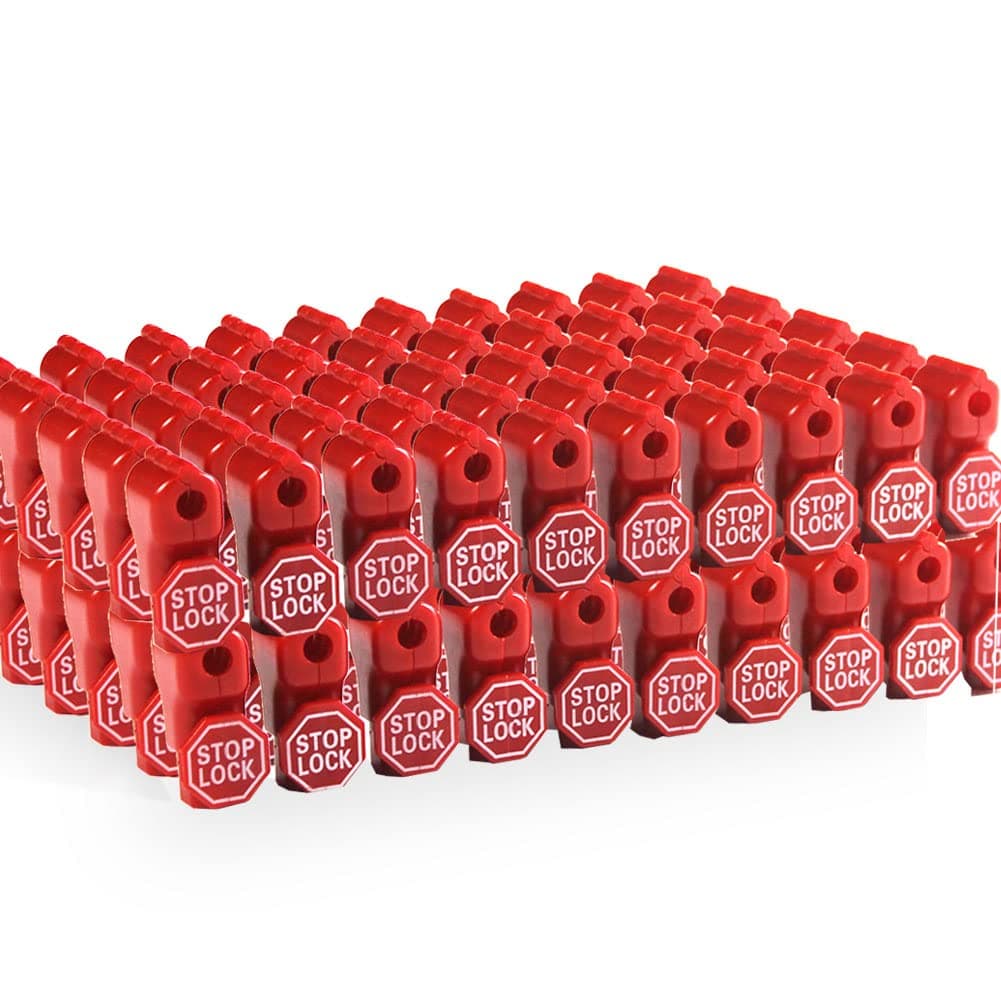 Peg Hook Locks Stop Lock 100pcs Plastic red Stop Locks Retail peg Hook Security Locks pegboard peg Locks Retail Security Display Hook Lock