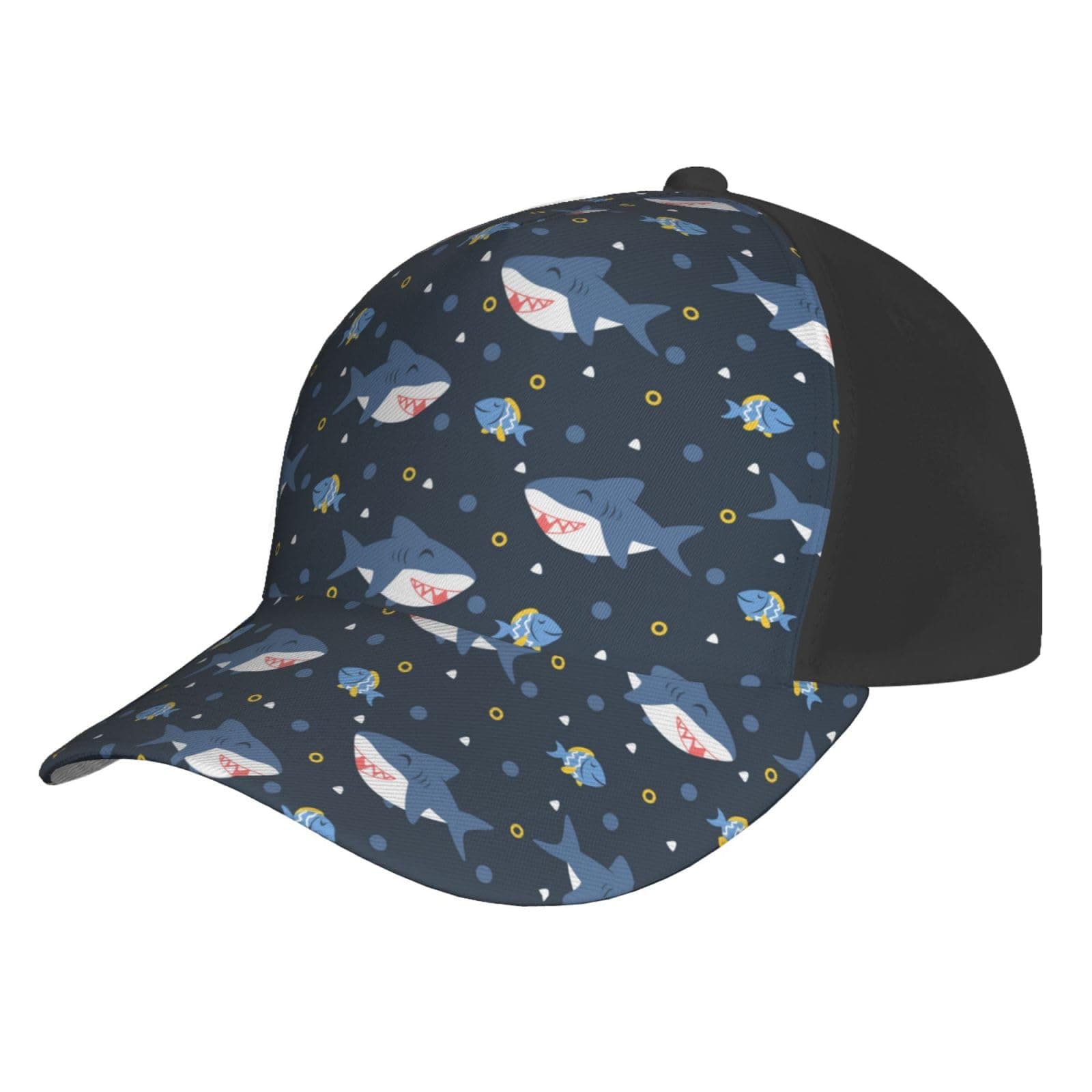 Baseball Cap Women Men - Cartoon Happy Cute Shark Adjustable Baseball Hat Dad Hat Trucker Hats Women Men