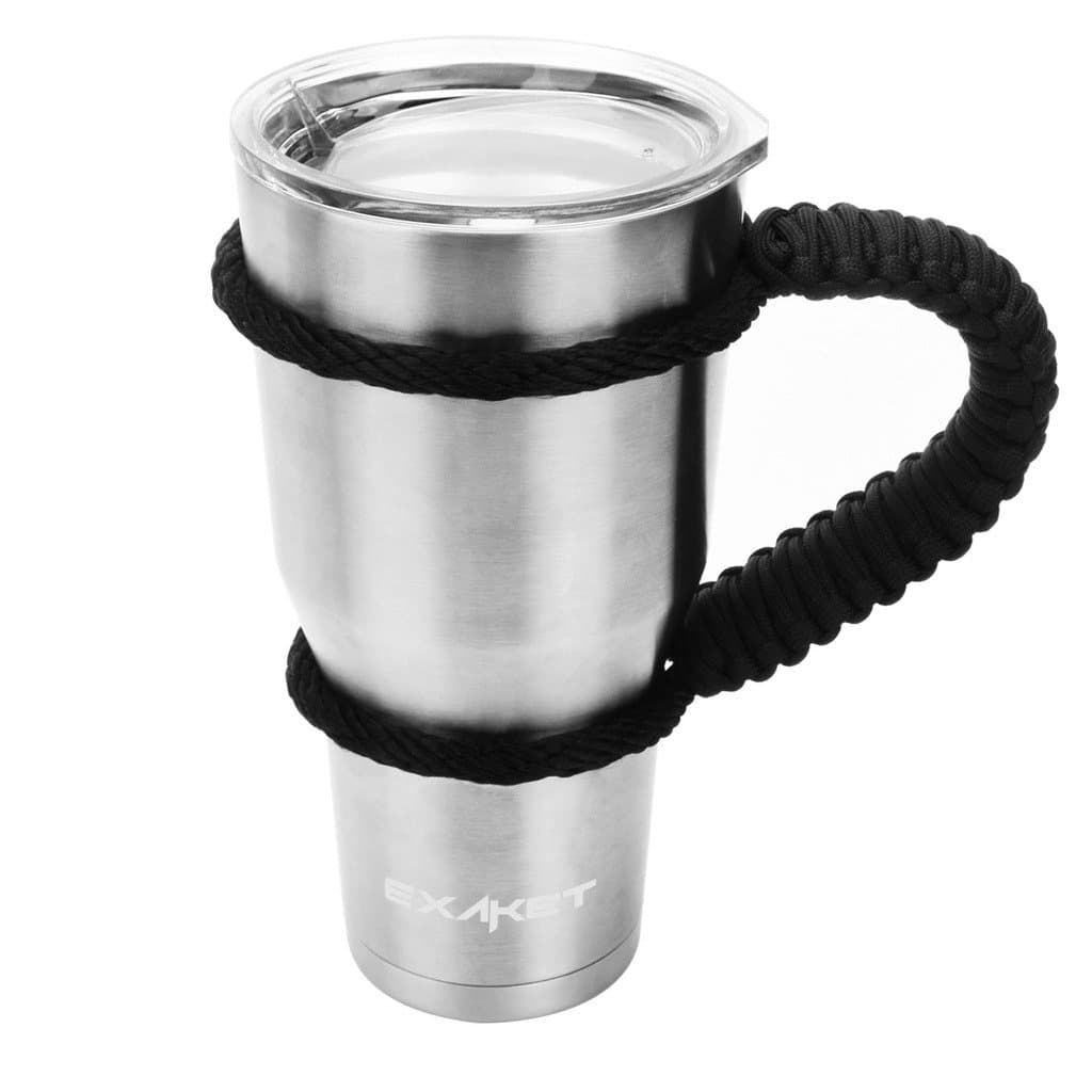 EXAKET Travel Tumbler (30 OZ) - Double Wall Vacuum Insulated Stainless Steel Tumbler with Handmade Paracord Handle - Ice Cold and Coffee Hot, No Sweat Thermos Travel Mug, BPA Free & Air Tight Seal Lid