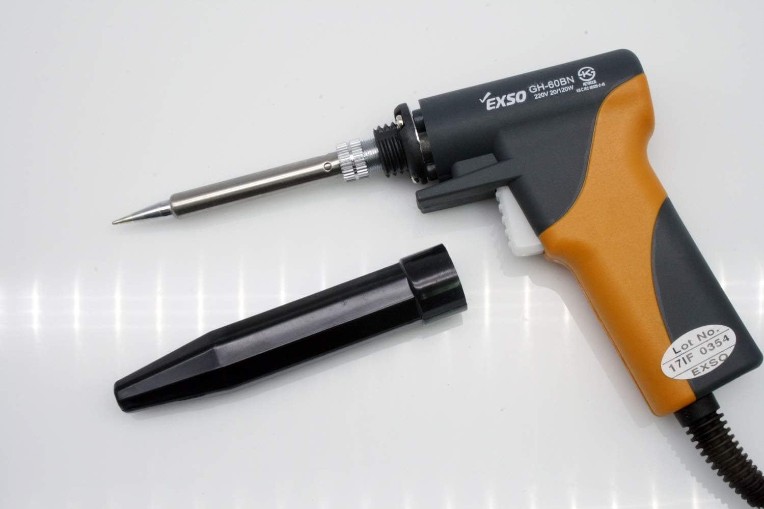 EXSO Turbo Ceramic Soldering Iron, 110V Temperature Control Soldering Iron with Trigger Heat up from 20W(370℃) to 120W(700℃),(GH-60BN(Gun type))(MADE IN KOREA)