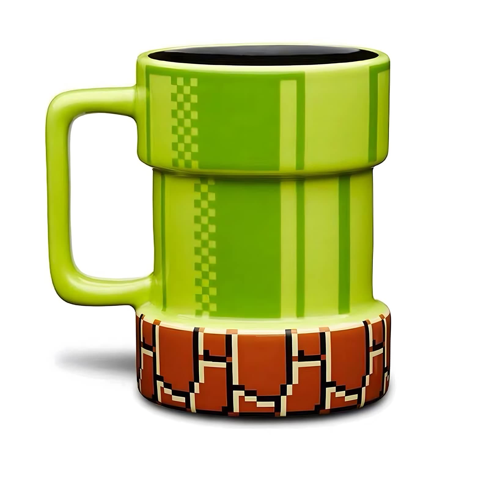 Super Mario Warp Pipe Mug Ceramic Coffee Mug Gift for Gamers, Fathers, Coffee Enthusiasts, for Cappuccino, Latte or Hot Tea, 15 Oz, Green