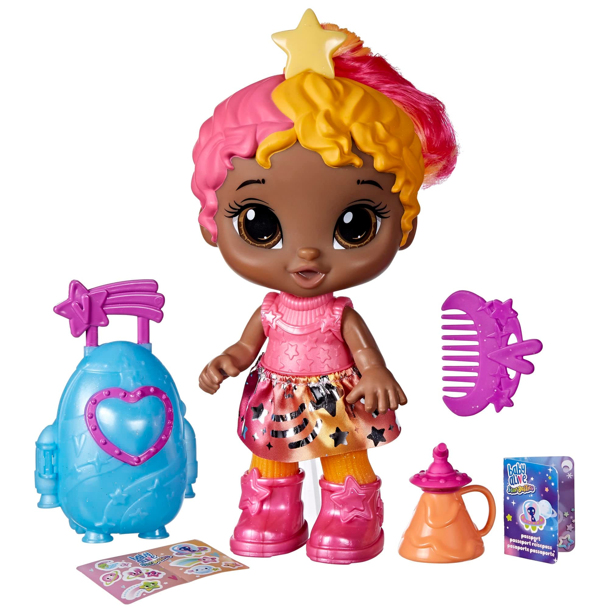 Star Besties Doll, Bright Bella, 8-inch Space-Themed Doll for 3 Year Old Girls and Boys and Up, Accessories