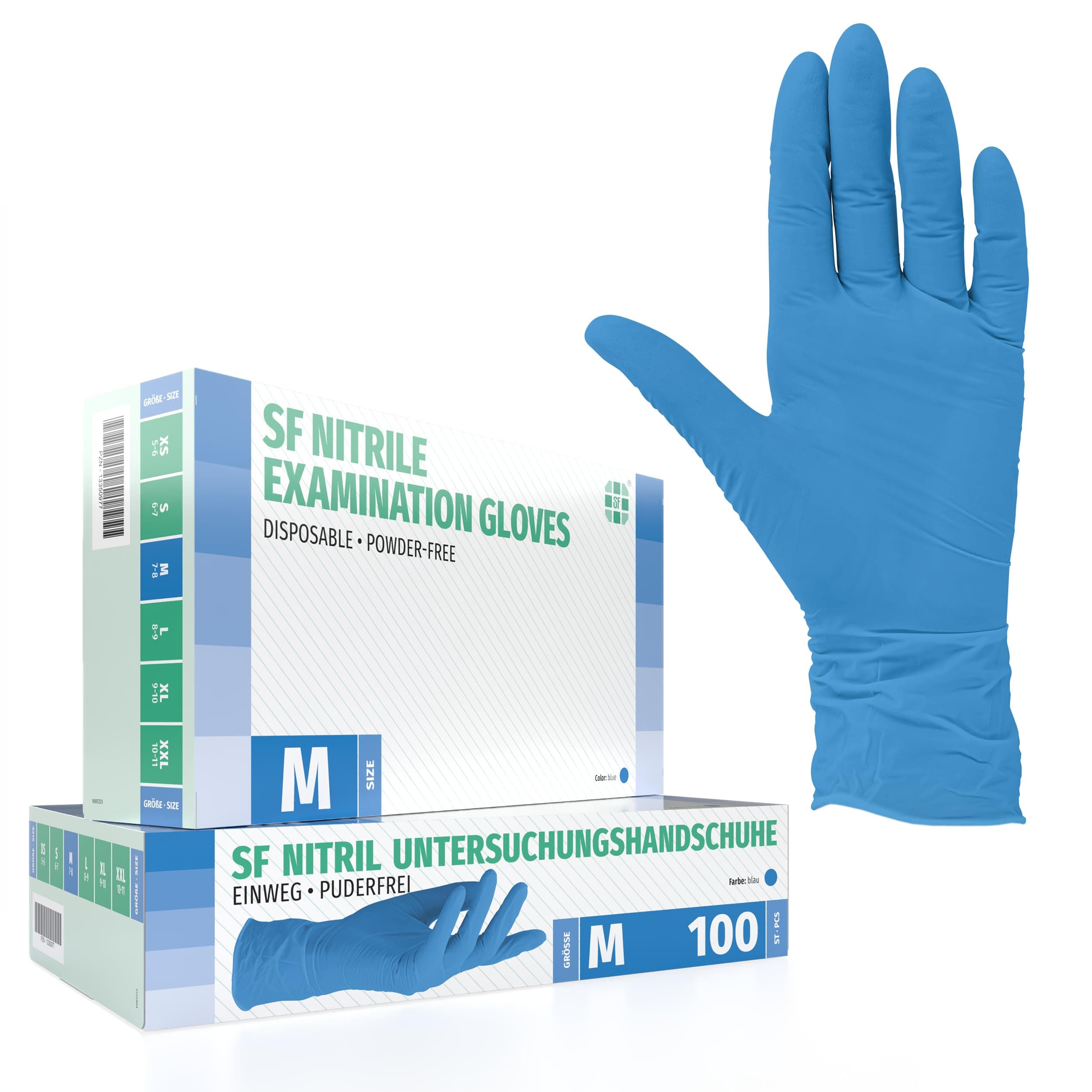 Nitrile Gloves 100 Pieces Box (M, Blue) Disposable Examination Gloves, Powder Free, Latex Free, Non Sterile, Medical, Tattoo, Gloves, Single Use