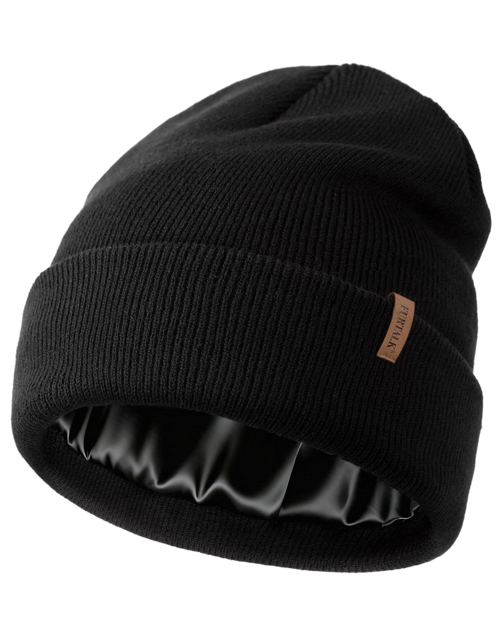Satin Lined Beanie for Women Men Knit Beanie Hat Acrylic Winter Hats Warm Slouchy Skull Cap