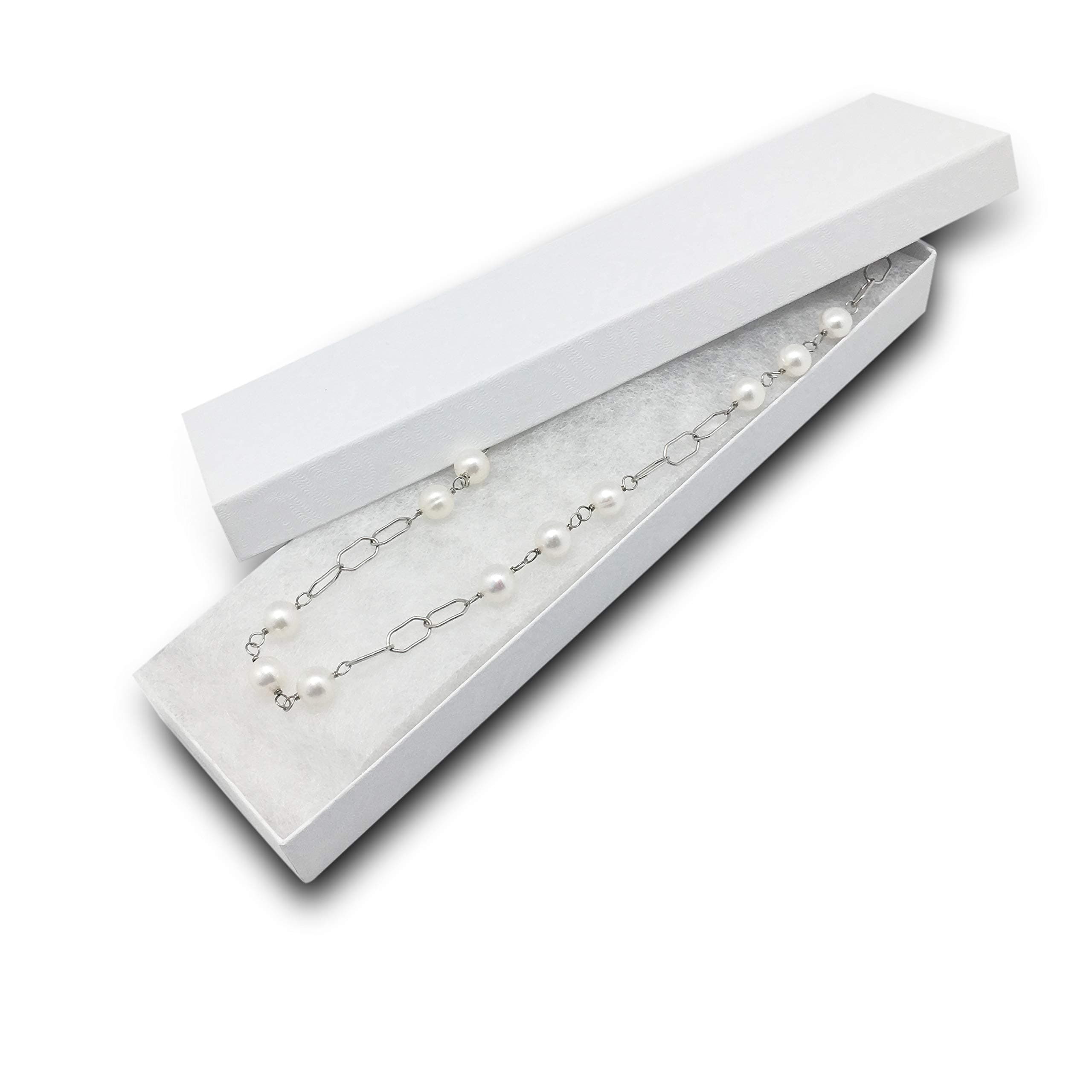 TheDisplayGuys - 25-Pack #82 Kraft Paper Cardboard Gift Boxes/Jewelry Cases w. Cotton Padding & Lid - White Swirl - (8.0" x 2.0" x 1.0")