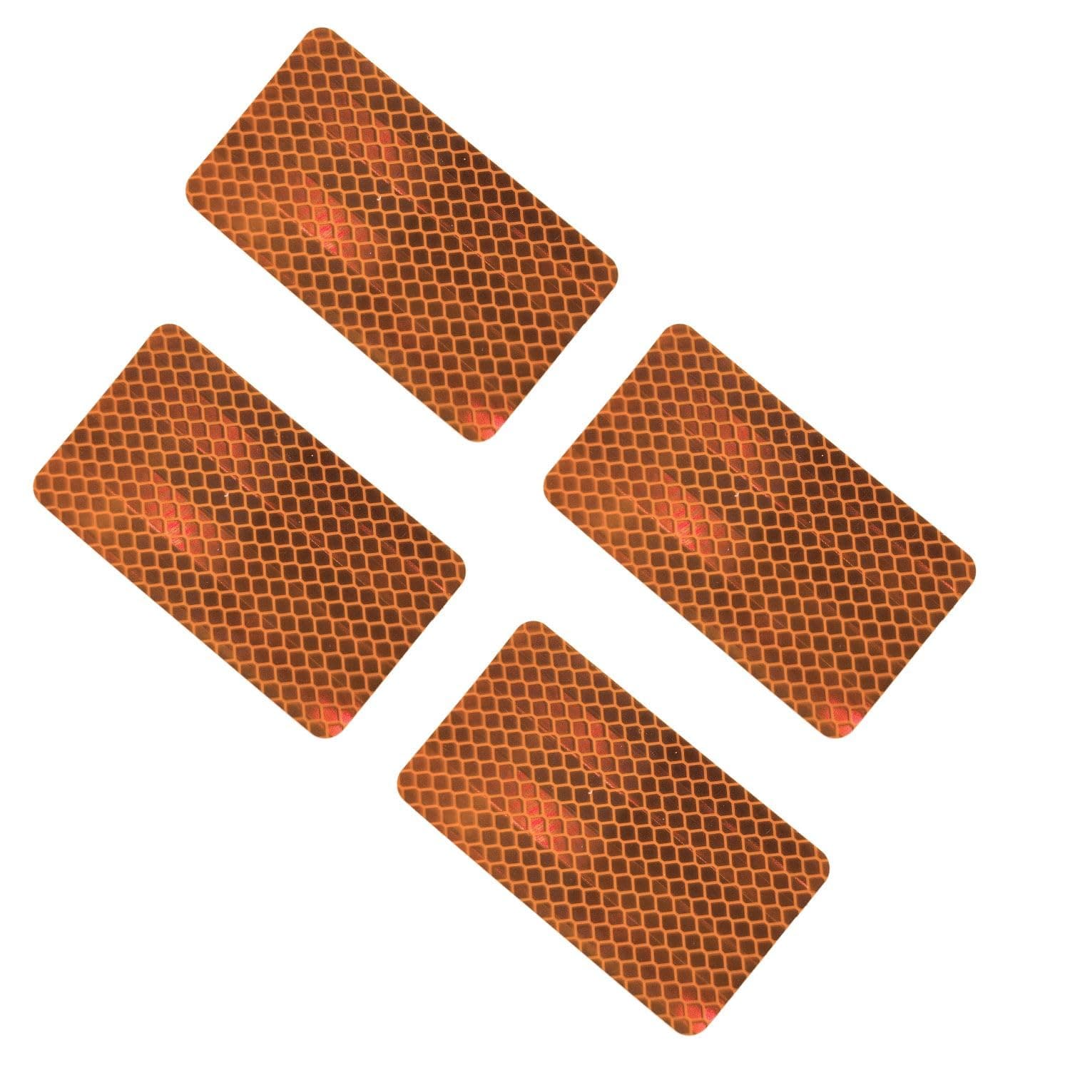 LiteMark DOT-SAE Amber 2 Inch x 3.5 Inch High Reflective Prismatic Lenses with Durable Protective Transparent Layer for Safety and Increased Visibility (Pack of 4 Reflectors)