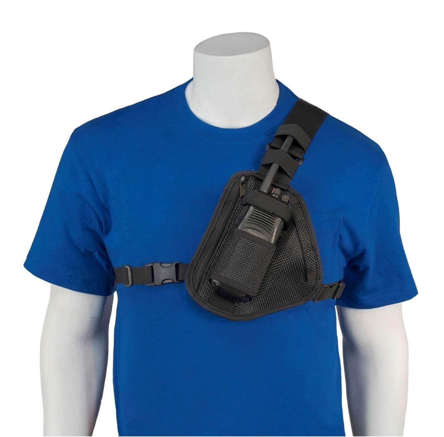 RCH-101M MESH Chest Harness Shoulder Holster - Adjustable Single Radio Pouch for Motorola Radios & Walkie Talkies