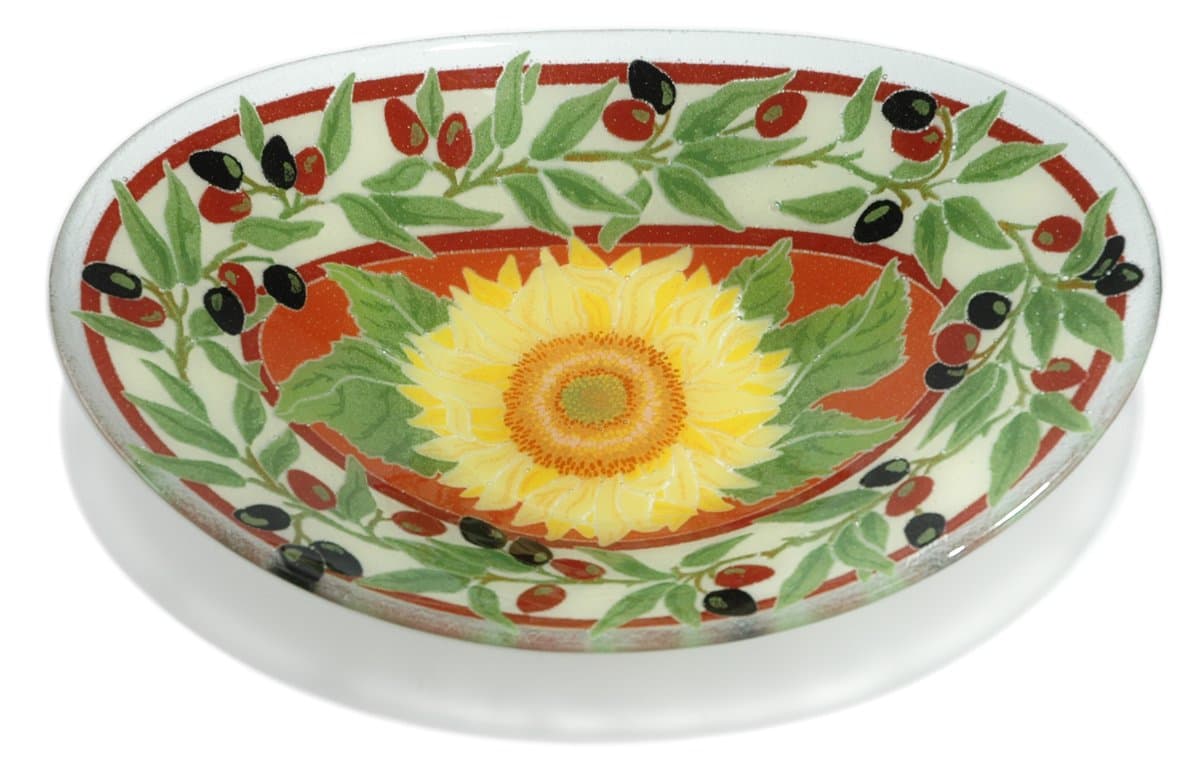 Peggy Karr Handcrafted Art Glass Tuscany Serving Bowl, Oval,16-Inch