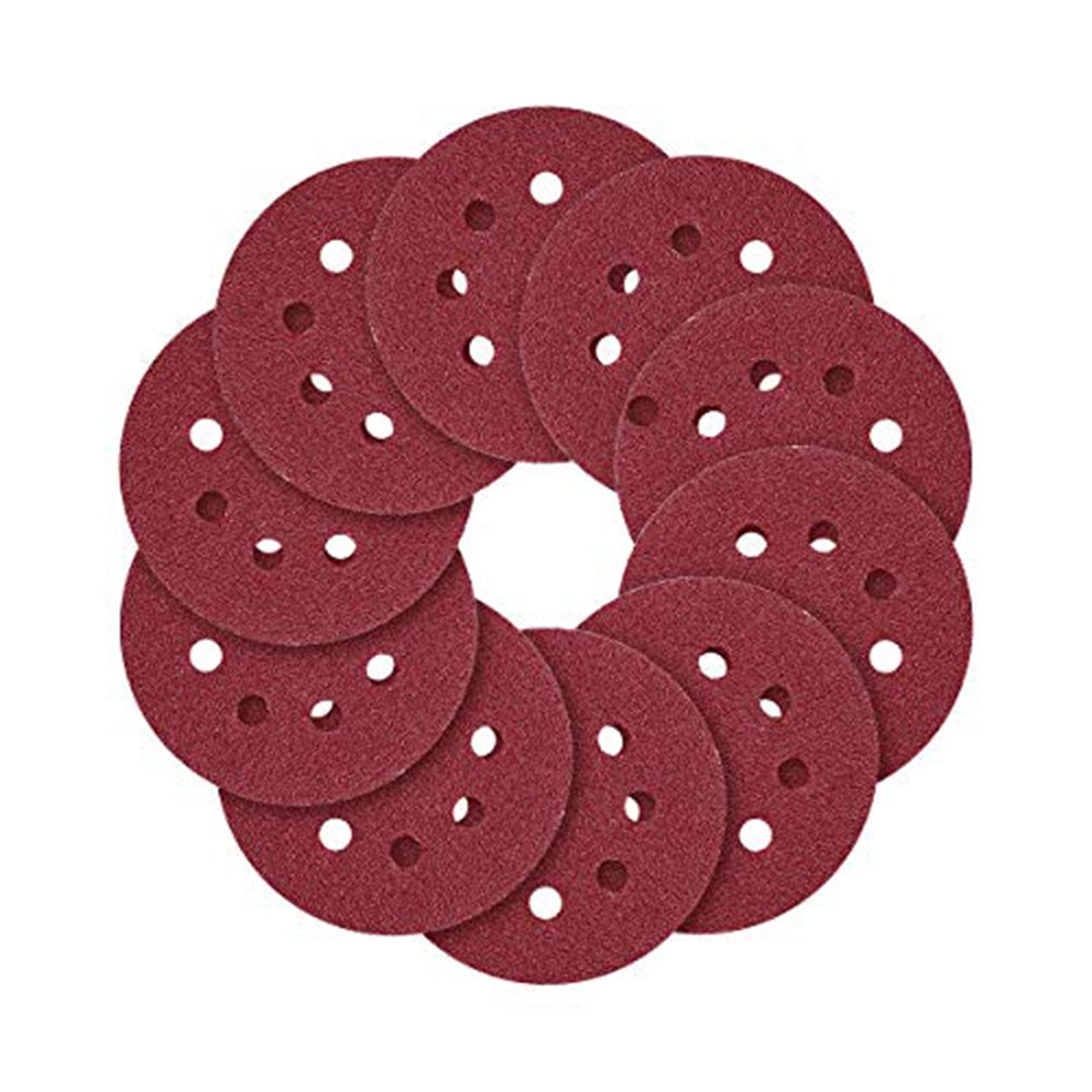 Miady 5-Inch 8-Hole Hook and Loop Sanding Discs 70PCS, 40/80/120/240/320/600/800 Assorted Grits Sandpaper for Aluminum - Pack of 70