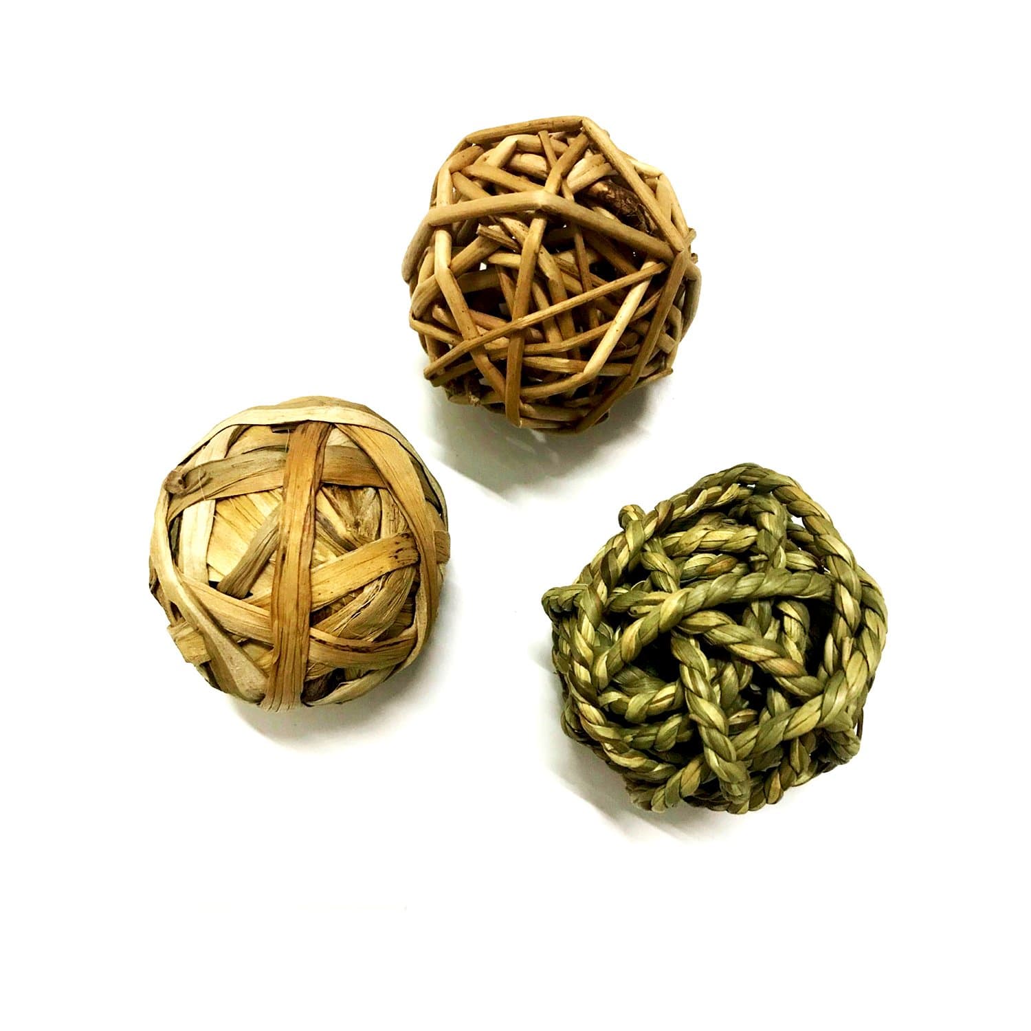 OutyFly Rabbits Chew Play Toys - Hand Woven,Safe Natural Toy for Bunnies,Chinchilla, Kittens and Hamsters(3 Packs) (A Set)