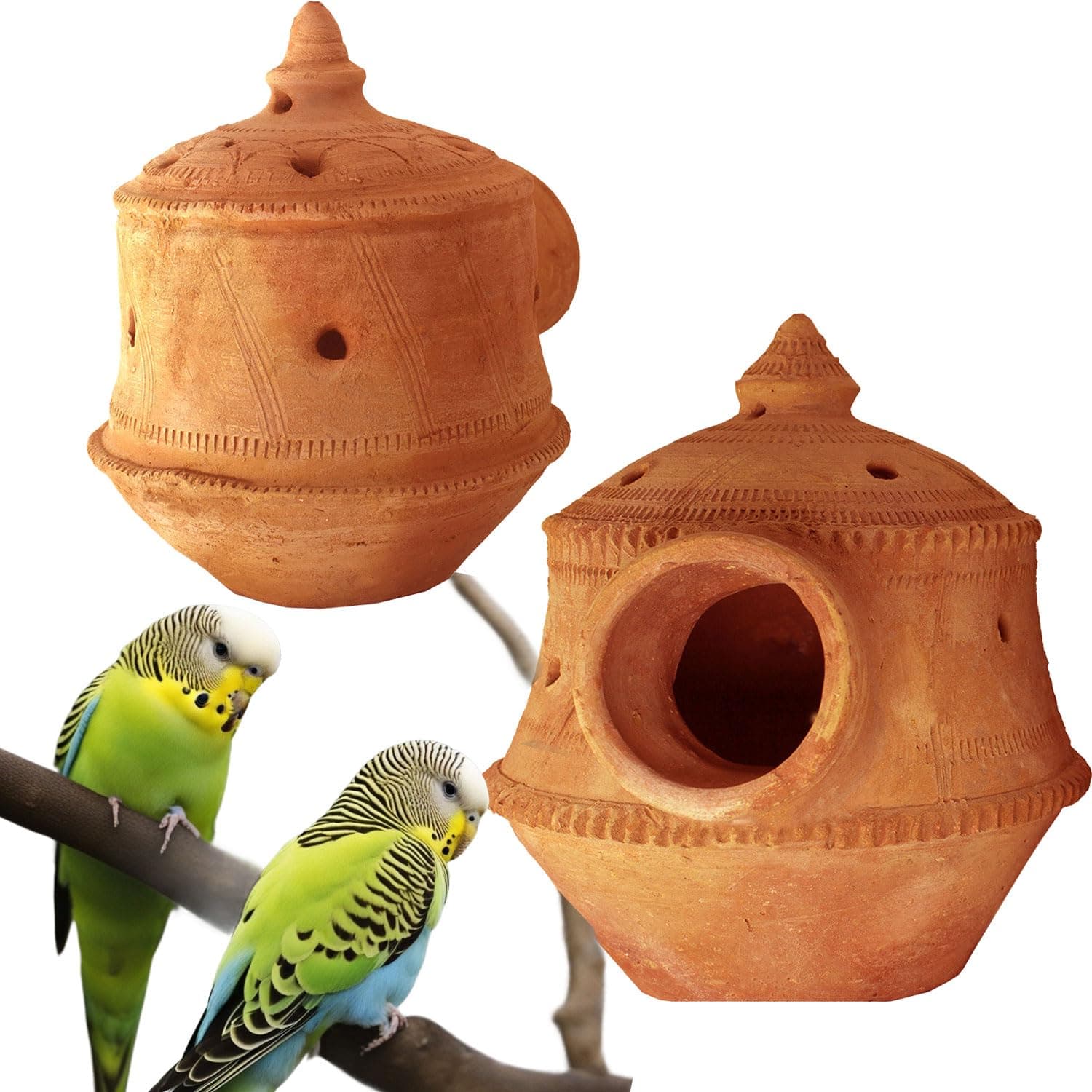 All Natural Mud Bird Nest, Temperature Regulating Bird Cage Breeding Nest Outdoor Hanging Bird House For Budgies, Love Birds, Sparrows, Parakeets, 18000 Cubic Centimeters