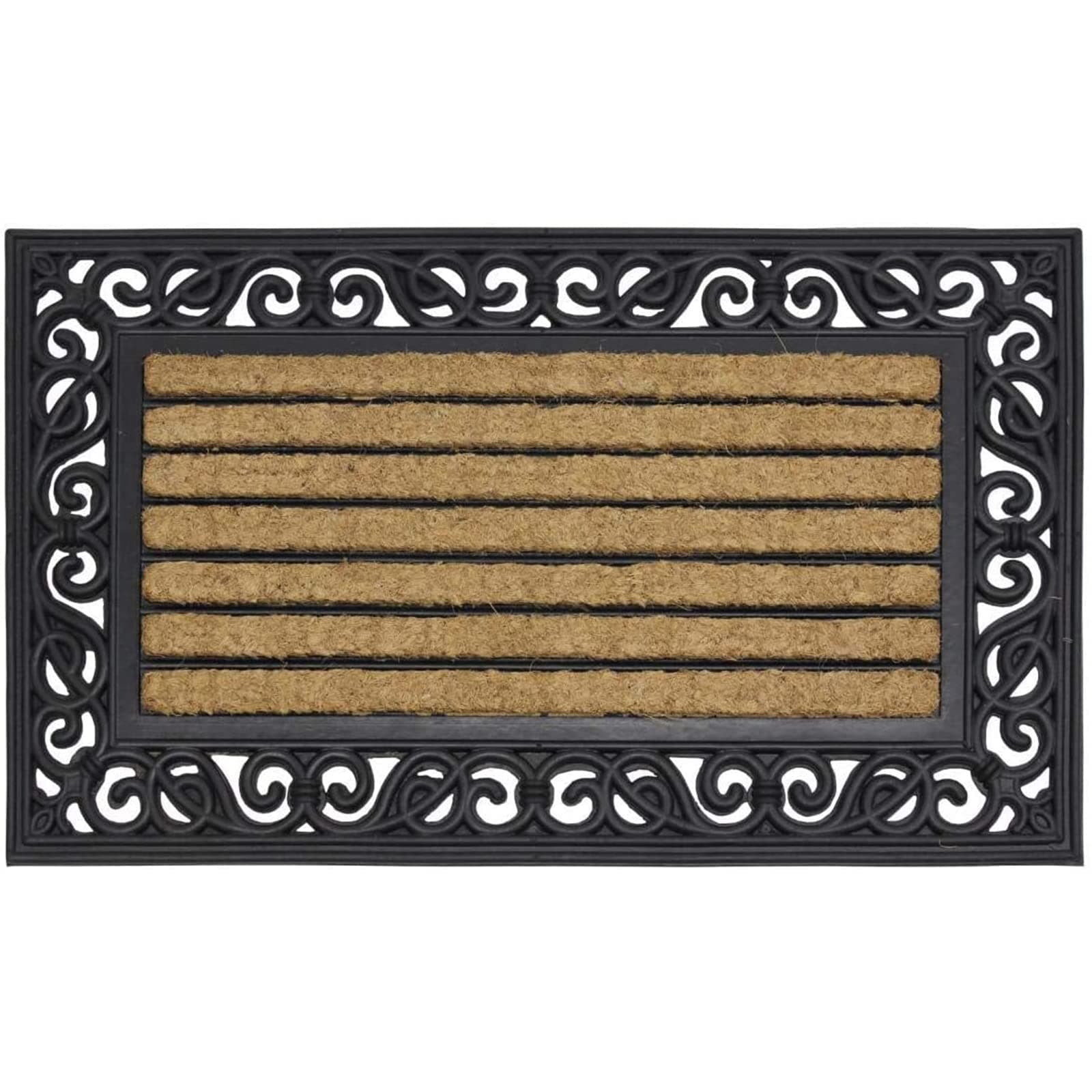 LSC Heavy Duty Karina Door Mat With Coir Bristles Washable And Non-Slip OutDoor Mats Timeless Elegant Design Entrance Coir Mat (Pack of 1, 45 X 75 cm)