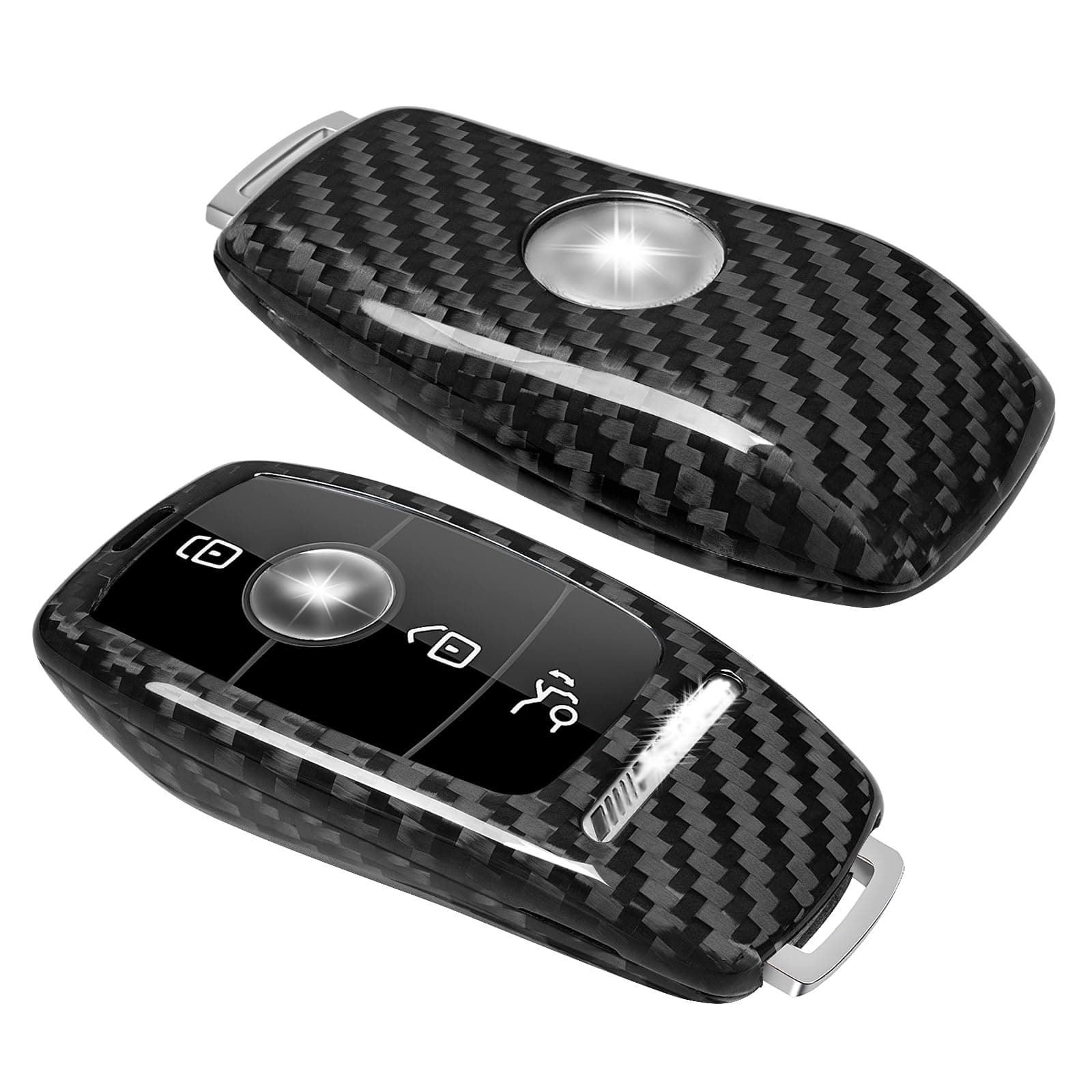 Real Carbon Fiber Key Fob Cover for Mercedes Benz, T-Carbon Key Fob Protector Fits for Mercedes-Benz AMG A220 CLS Class E-Class E63S GLE 350 4Matic S-Class Remote Key Case (Black)