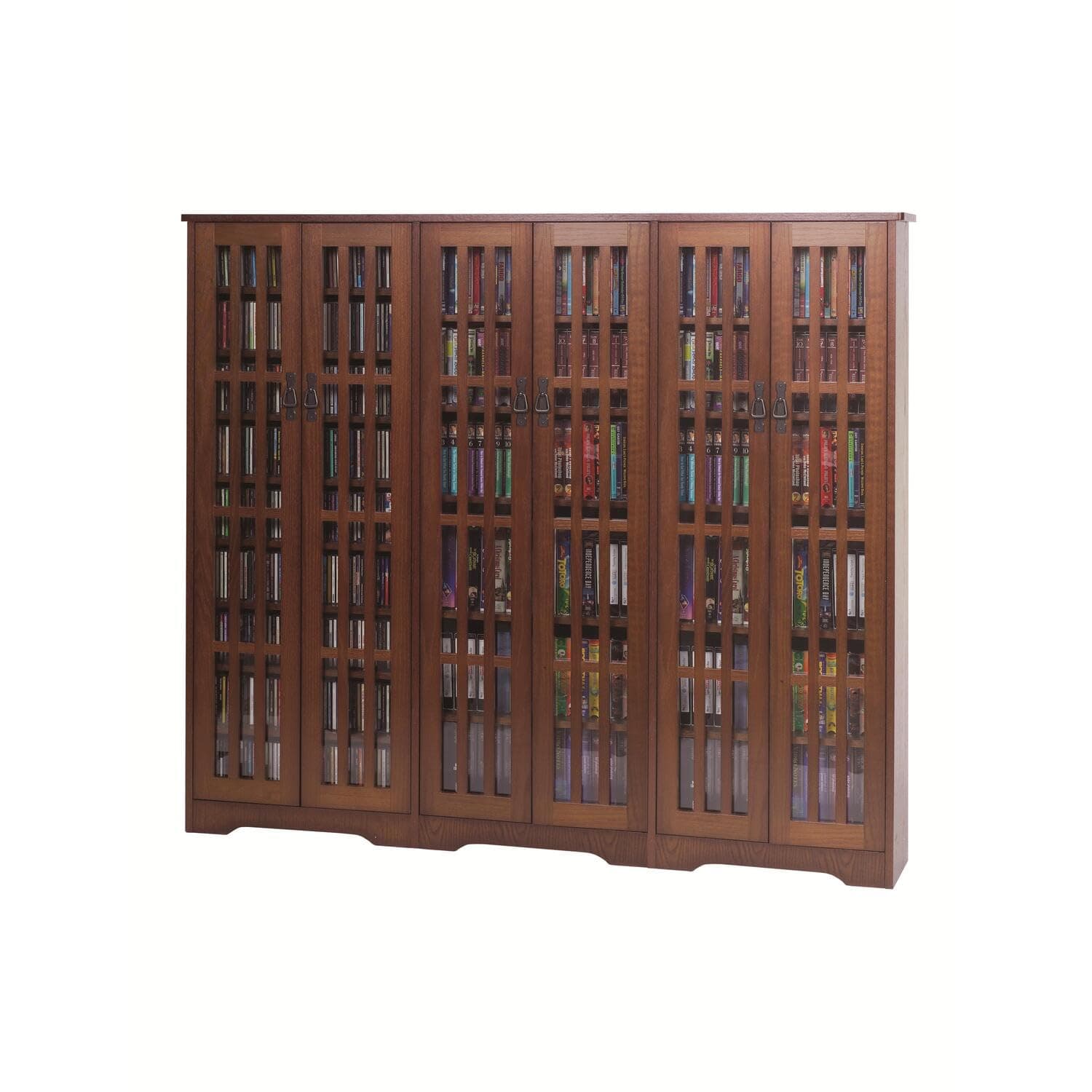 Leslie Dame M-1431W Triple Wide Mission Media Cabinet with Glass Doors - Walnut