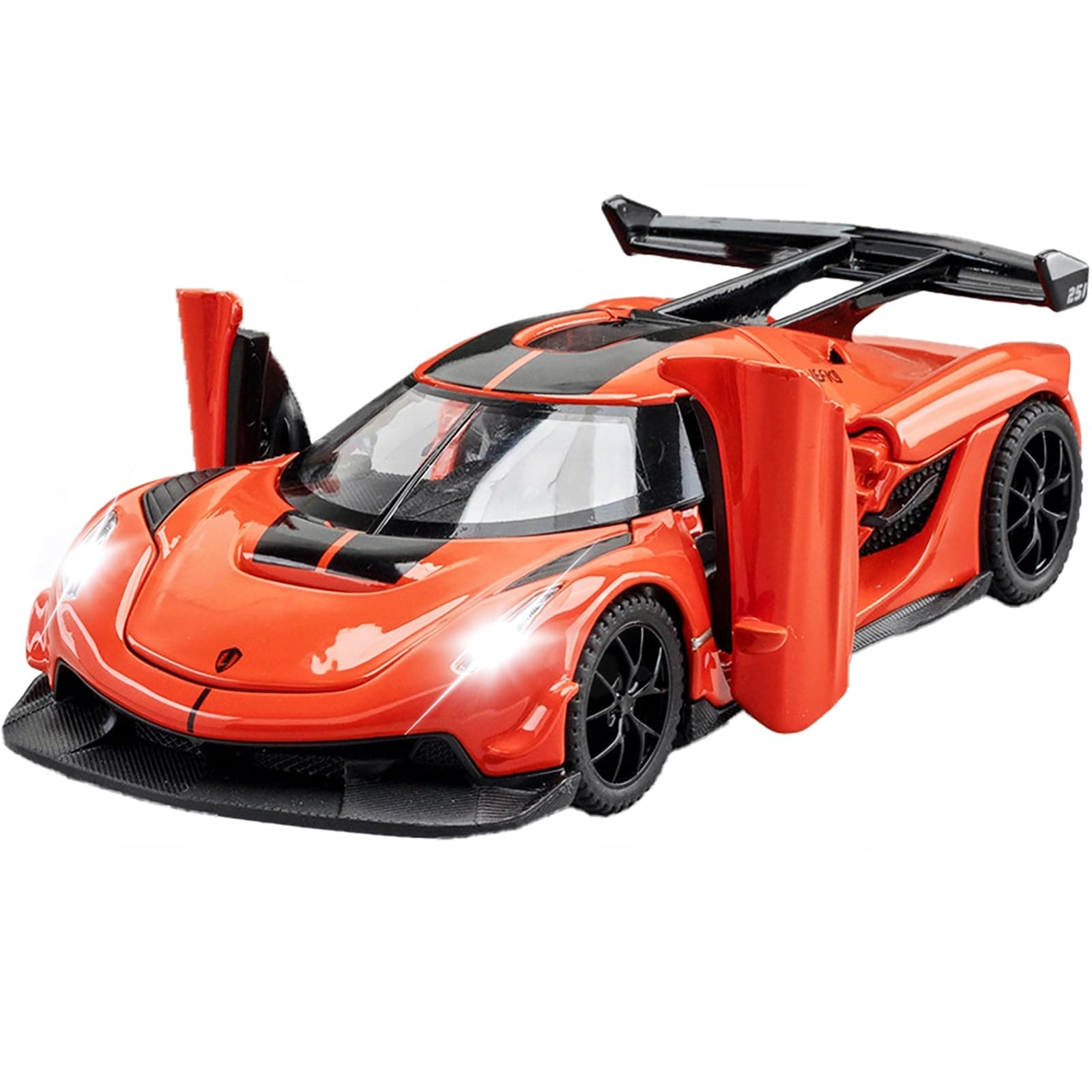 ERBADIHAGO Kids Toy Cars Jesko Model Car 1/32 Die-cast Pull Back Collect Model with Sound and Light Toy Vehicle for 3+Year Old Boys Festival Gift(Orange)