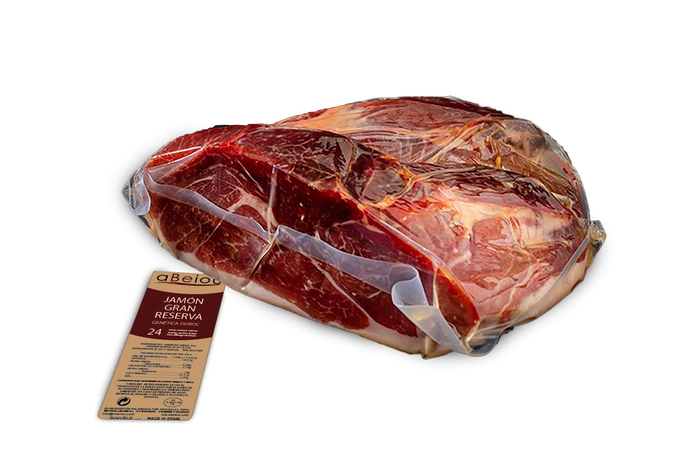 Serrano Ham Grand Reserve Duroc Premium Boneless Ham 1 kg — Cured +24–25 Months — Artisan Jamón Serrano Gran Reserva Duroc — Guijuelo Spain — Vacuum Packed — aBeiou