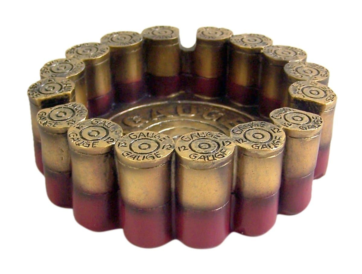 DWK 12 Gauge Shotgun Shell Round Ashtray, 4.5" Diameter, Brown, Country Rustic Style