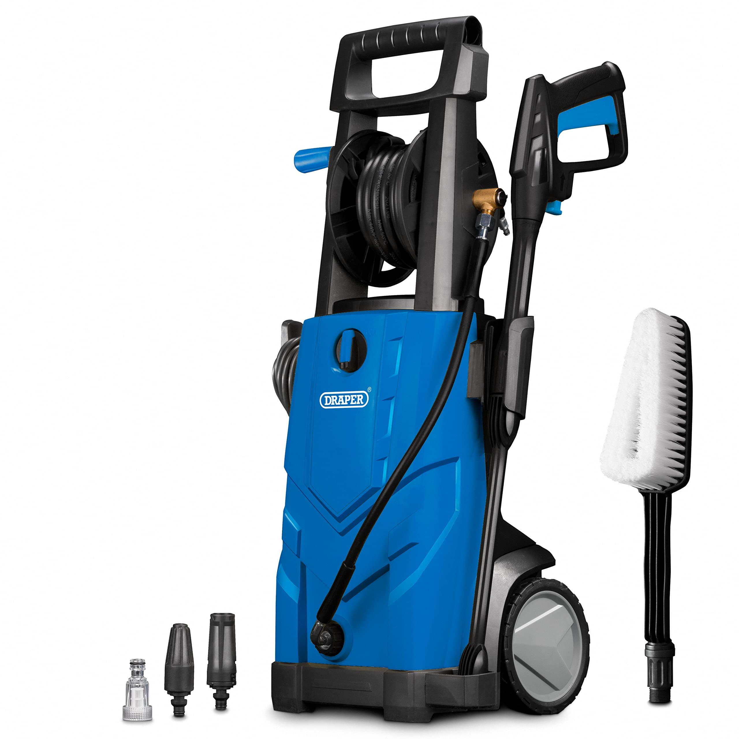 Draper 165Bar Electric High Powered Pressure Washer | 2393Psi Jet Wash | 2200W Power Washer | Home Car Driveway and Patio Cleaning | 6m Hose Length | Accessories Included | 98677