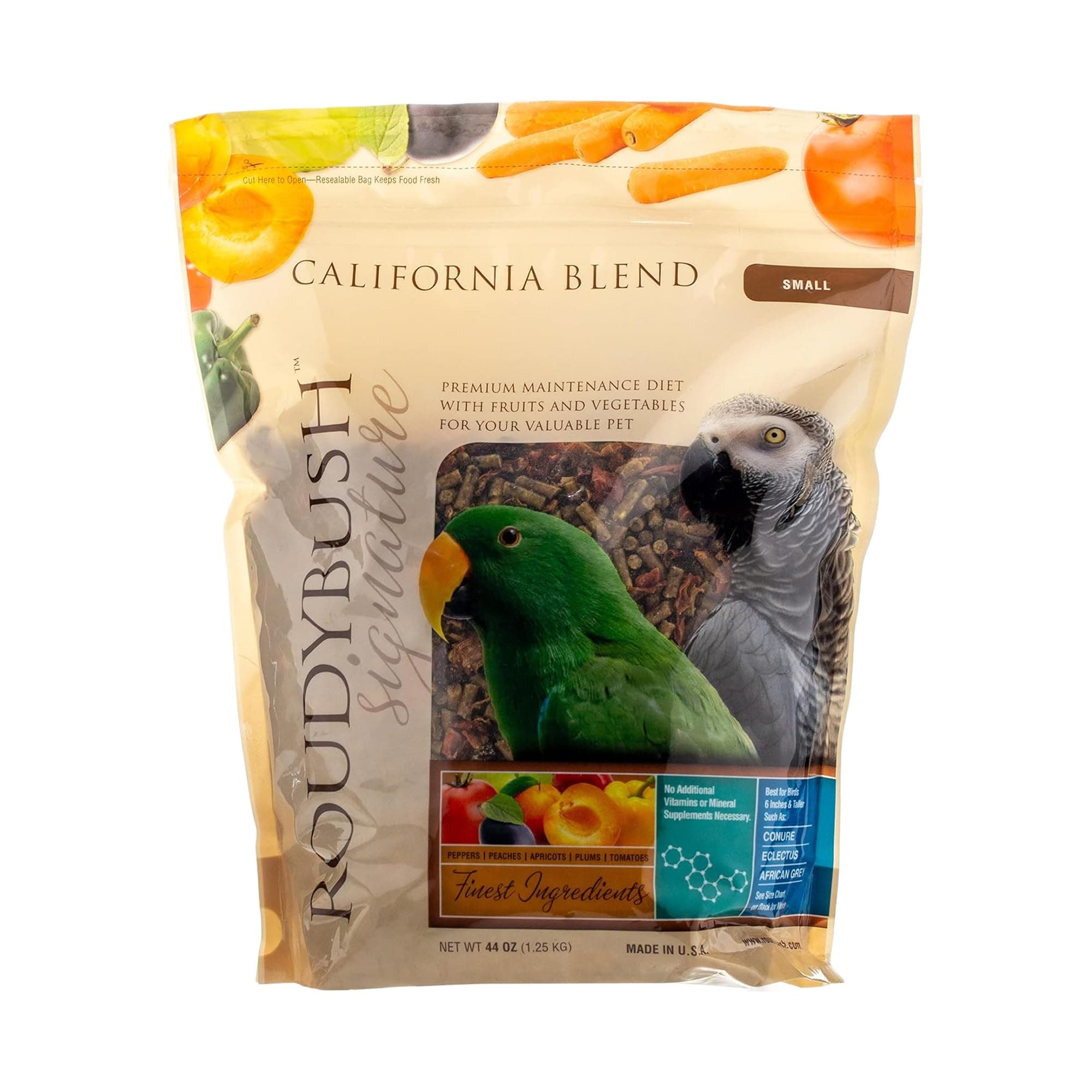 California Blend Pellets for Birds - Scientifically Formulated Bird Feed - Bird Food Pellets w/Dried Fruits, Vegetables & More - Nutritious & Healthy Feed for Birds (Small, 44oz)