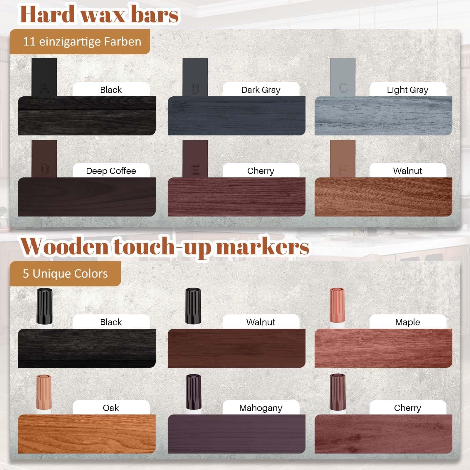 XFCA Laminate Hardwood Vinyl Floor Repair Kit with Heat Pen DIY Manual Floor Furniture Touch Up Marker Wood Floor Wax Cover Scratches,Cracks,Holes for Table,Door