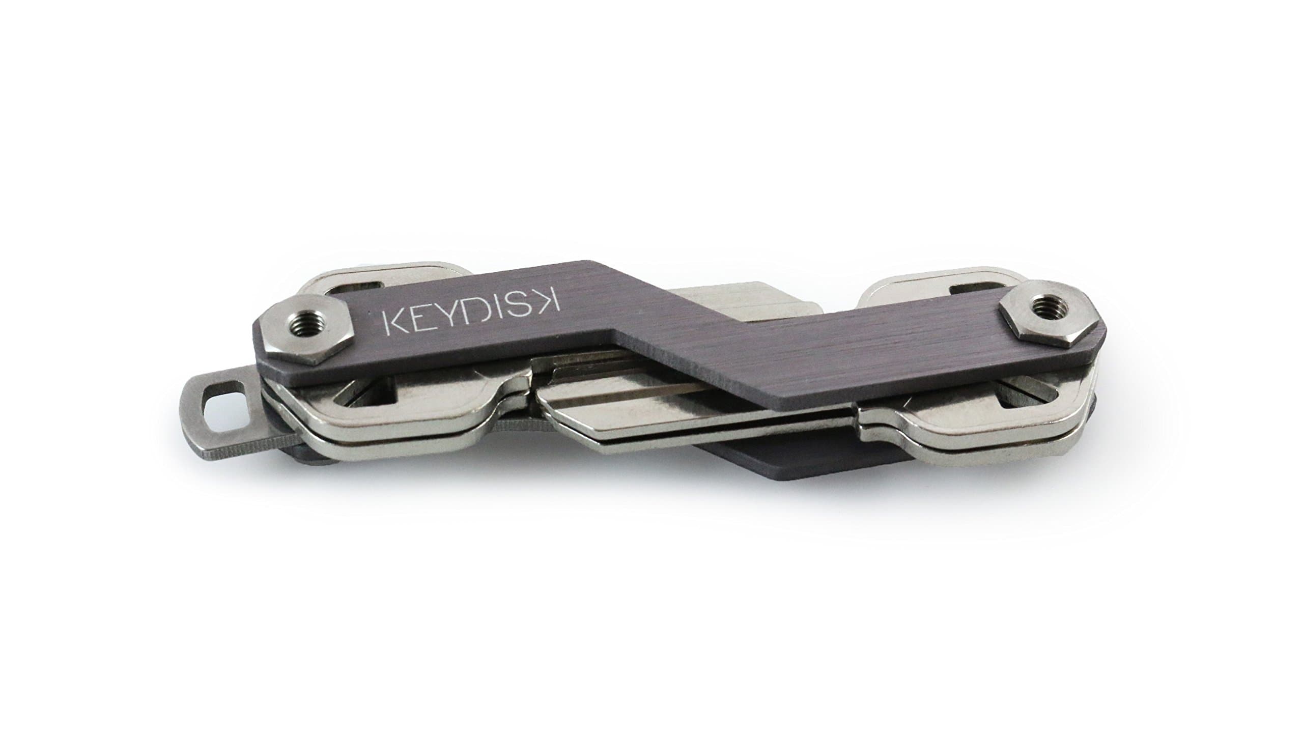 Mini • Slim Key Holder • Aerograde Anodized Aluminum • Compact Keychain Organizer • Great for Lanyards, Key Fobs, Key Ring (Grey)
