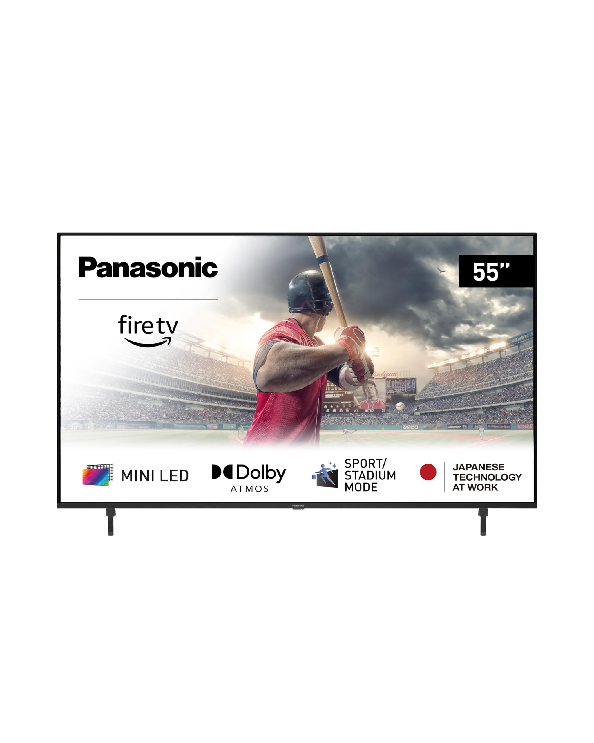 Panasonic W95 Series 55-inch Mini LED 4K Ultra HD Smart Fire TV, Sport Stadium Mode, ATSC3.0, Dolby Vision IQ, Dolby Atmos, HDR10+ Adaptive, Press and Ask Alexa, 144Hz, Wall-mountable - 55W95AP